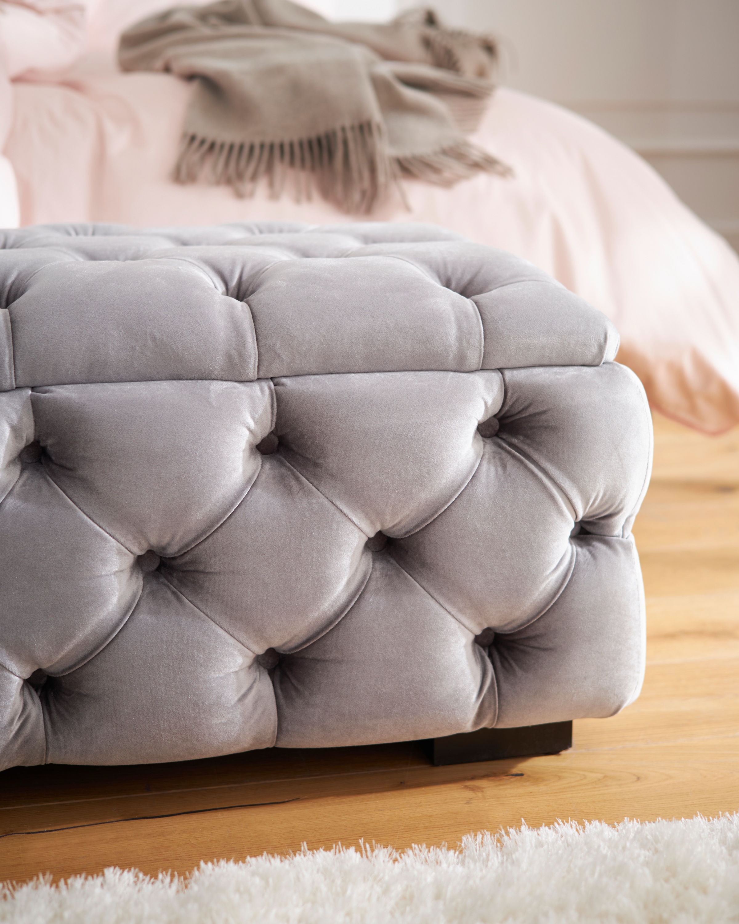 Home affaire Tabouret rembourré »KALINA, hochwertige Knopfheftung, B/T/H: 120/55/45 cm« mit Staufach und innenliegenden Laschen zur besseren Aufbewahrung