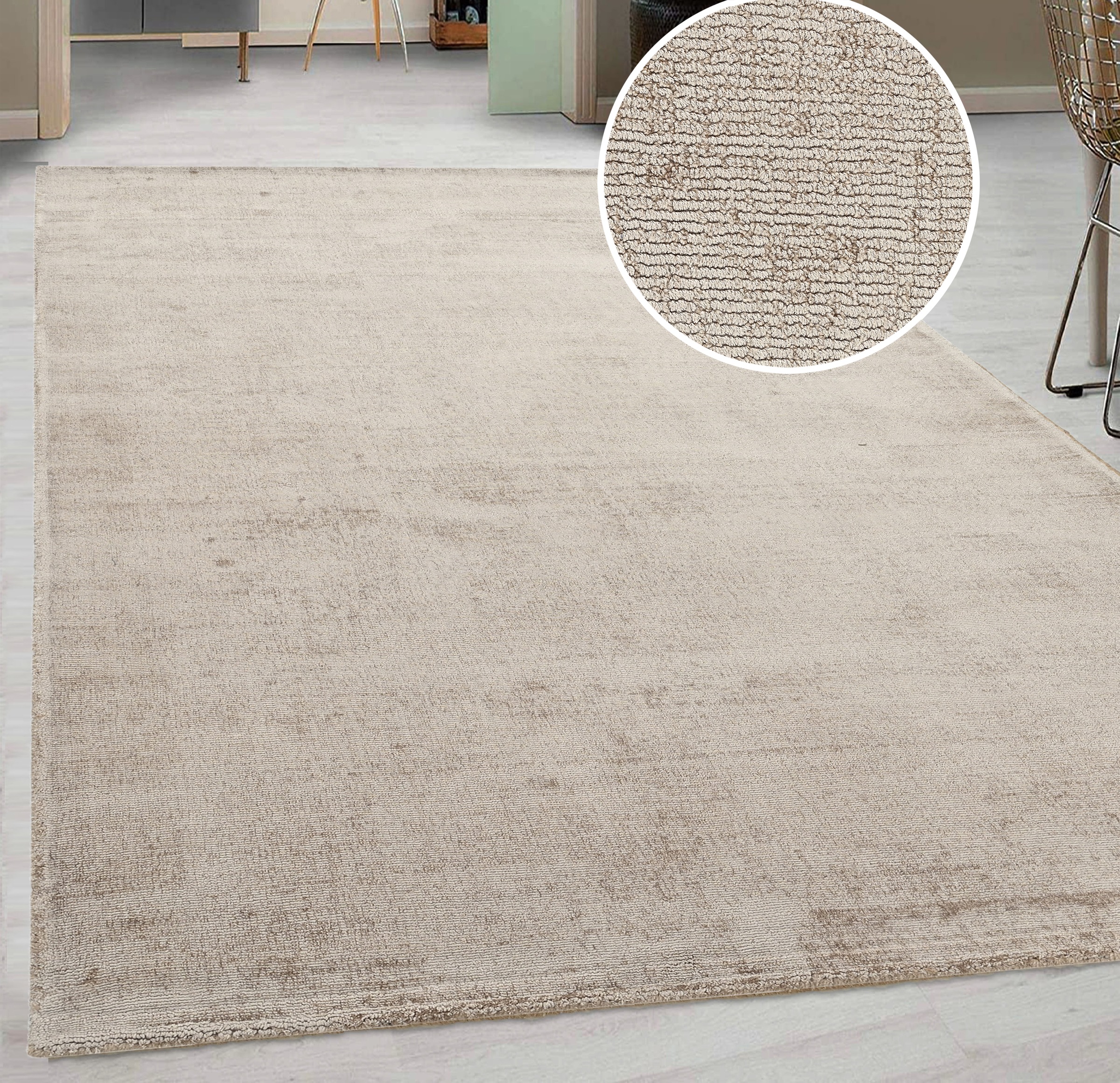 Leonique Teppich »Soley, Kurzflor-Teppiche, handgewebter Viskose-Teppich«, rechteckig, 12 mm Höhe, farblich changierend, Handweb, Wohnzimmer, Schlafzimmer, Esszimmer