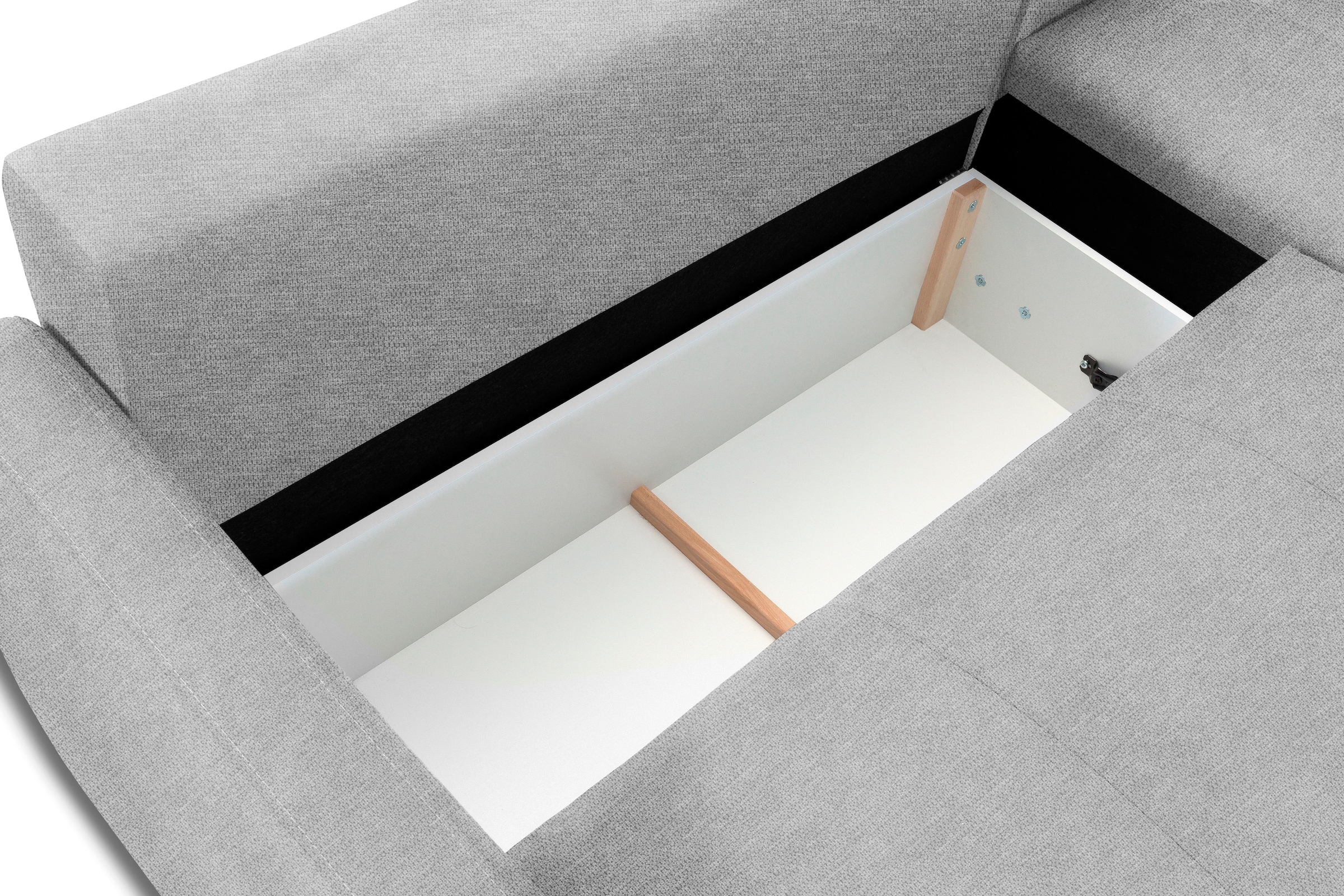 exxpo - sofa fashion Ecksofa »Chester, Boxspring Federkern-Polsterung für bequemeren Sitzkomfort«, L-Form, schmale Armlehnen, Bettfunktion u. Bettkasten