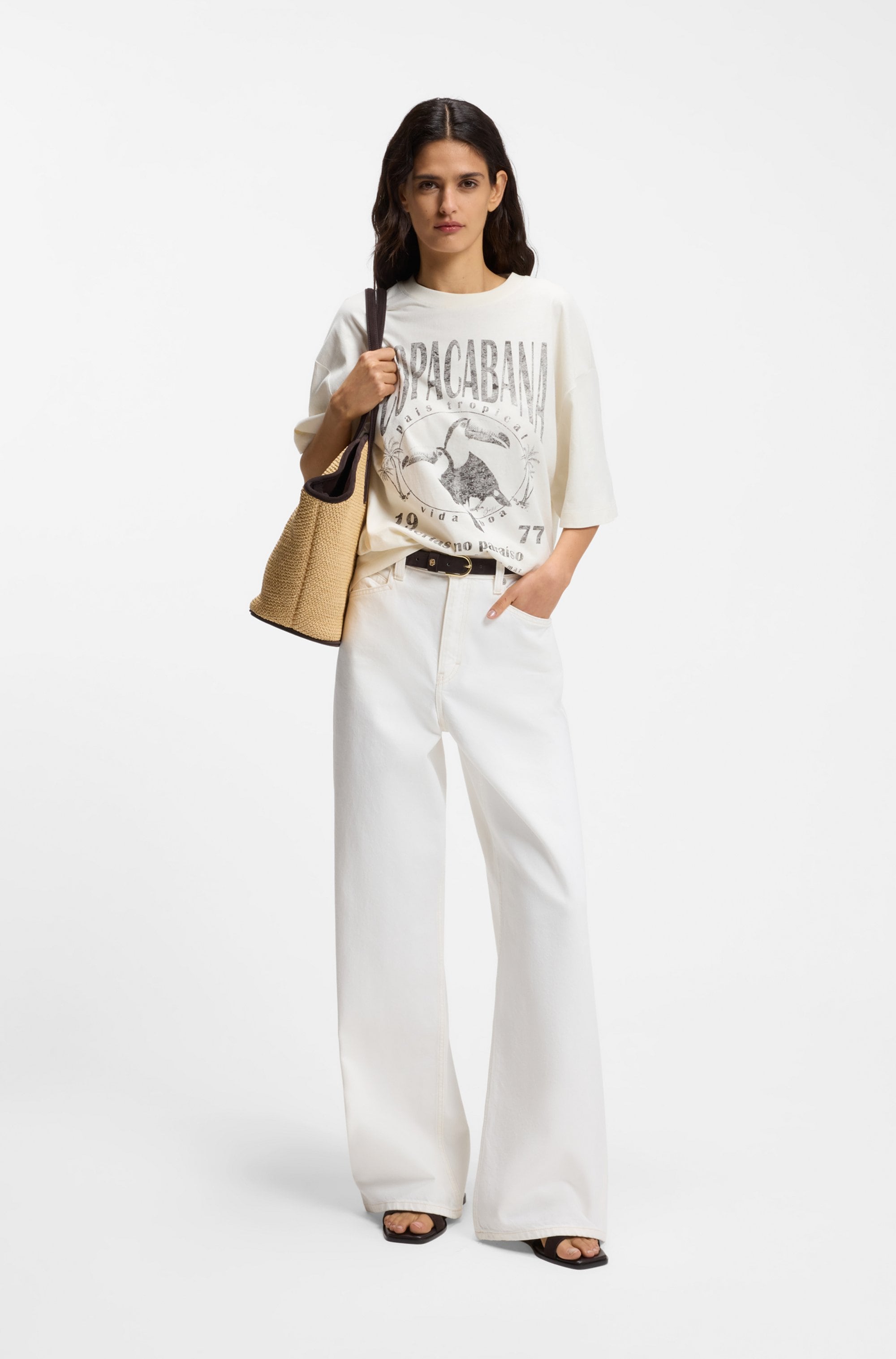 BOSS ORANGE Jeans Relax-fit »SLOUCHY MR 2.0 Premium Damenmode« Wide Leg avec taille moyenne, denim rigide