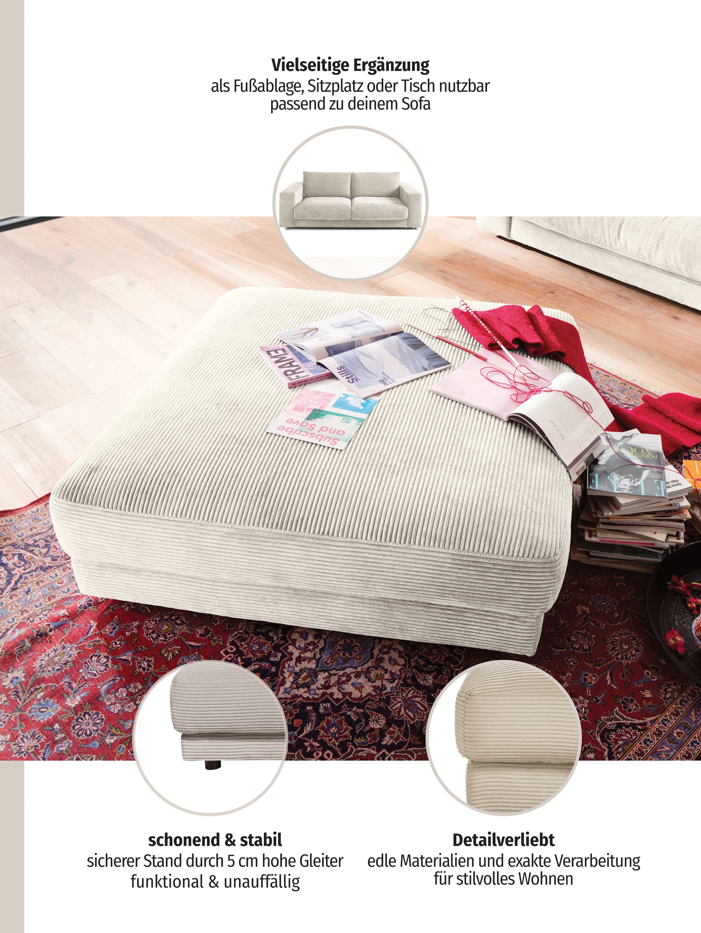 Home affaire Hocker »Enisa« passend zum "Enisa"-Sofa, Bezug in Cord