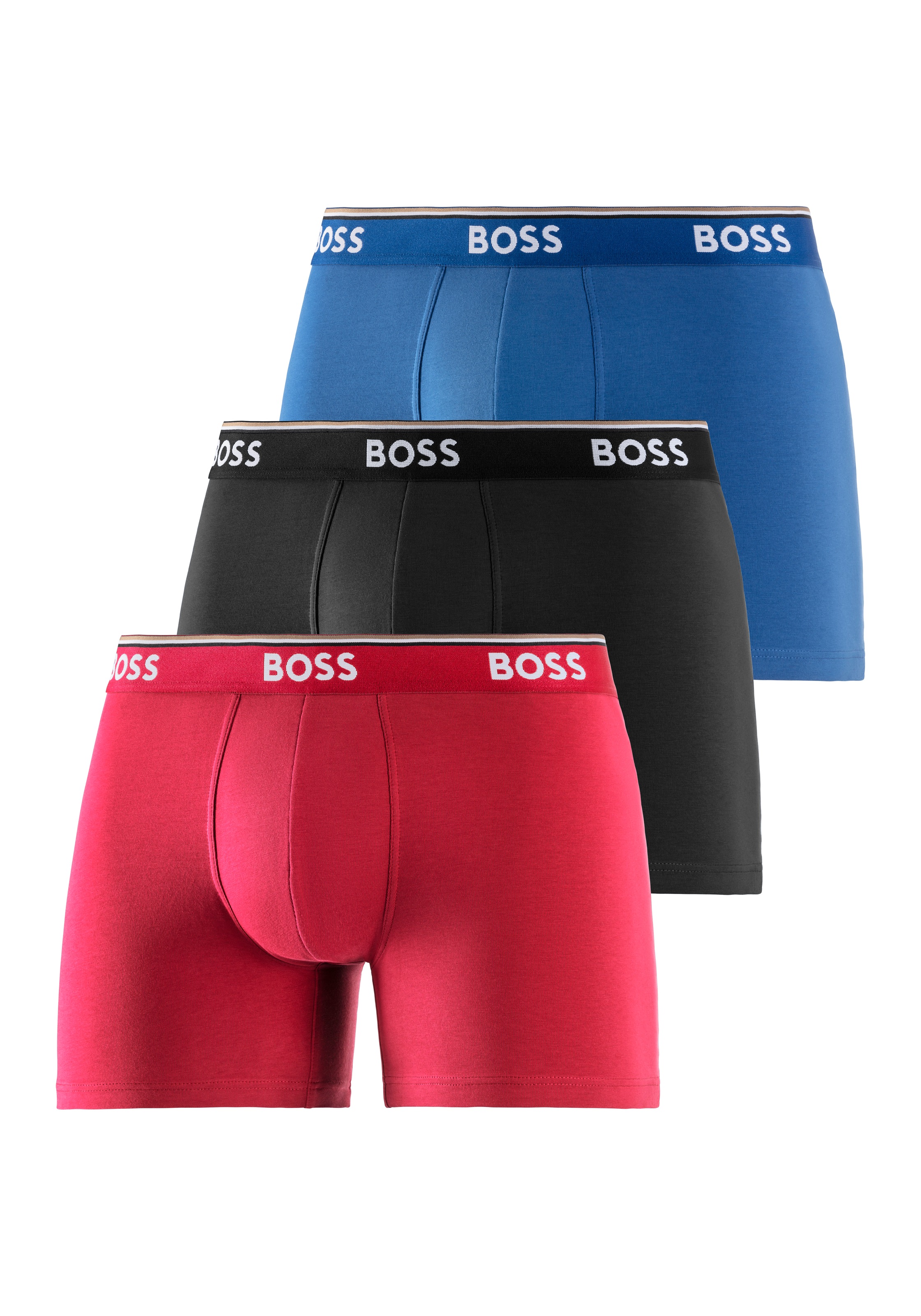 BOSS Langer Boxer »Brief 3 PACK«, mit farblich passendem Webbund