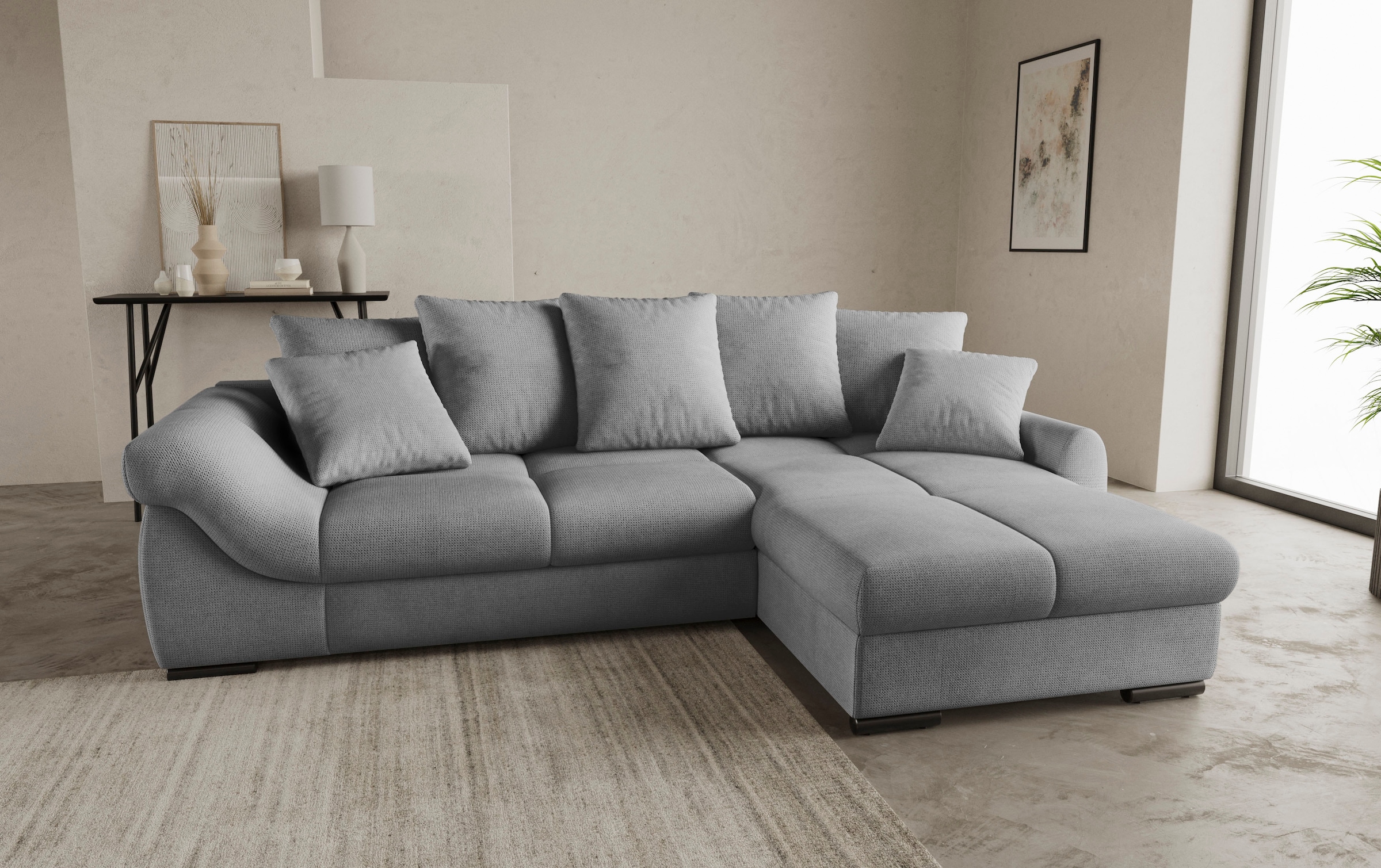 Mr. Couch Ecksofa »Livorno DuraFlex L-Form«, inkl. Hochschläfer-Bettauszug, XL-Bettkasten weiss beschichtet