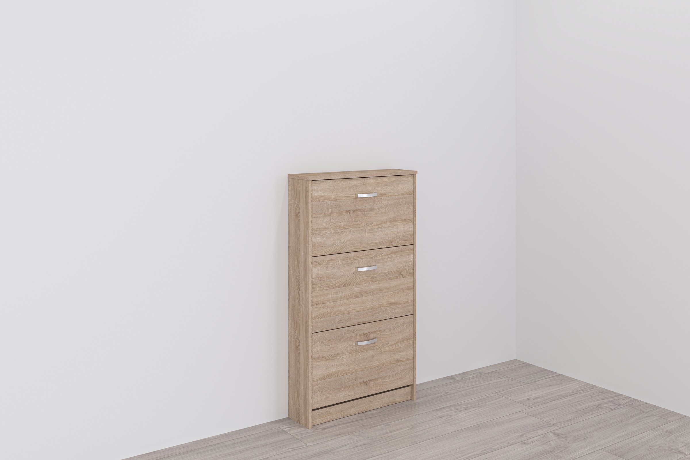 Image of FMD Schuhschrank "Step 3" Breite 58,5 cm, Tief 17 cm, mit 3 Klappen, Schuhkipper