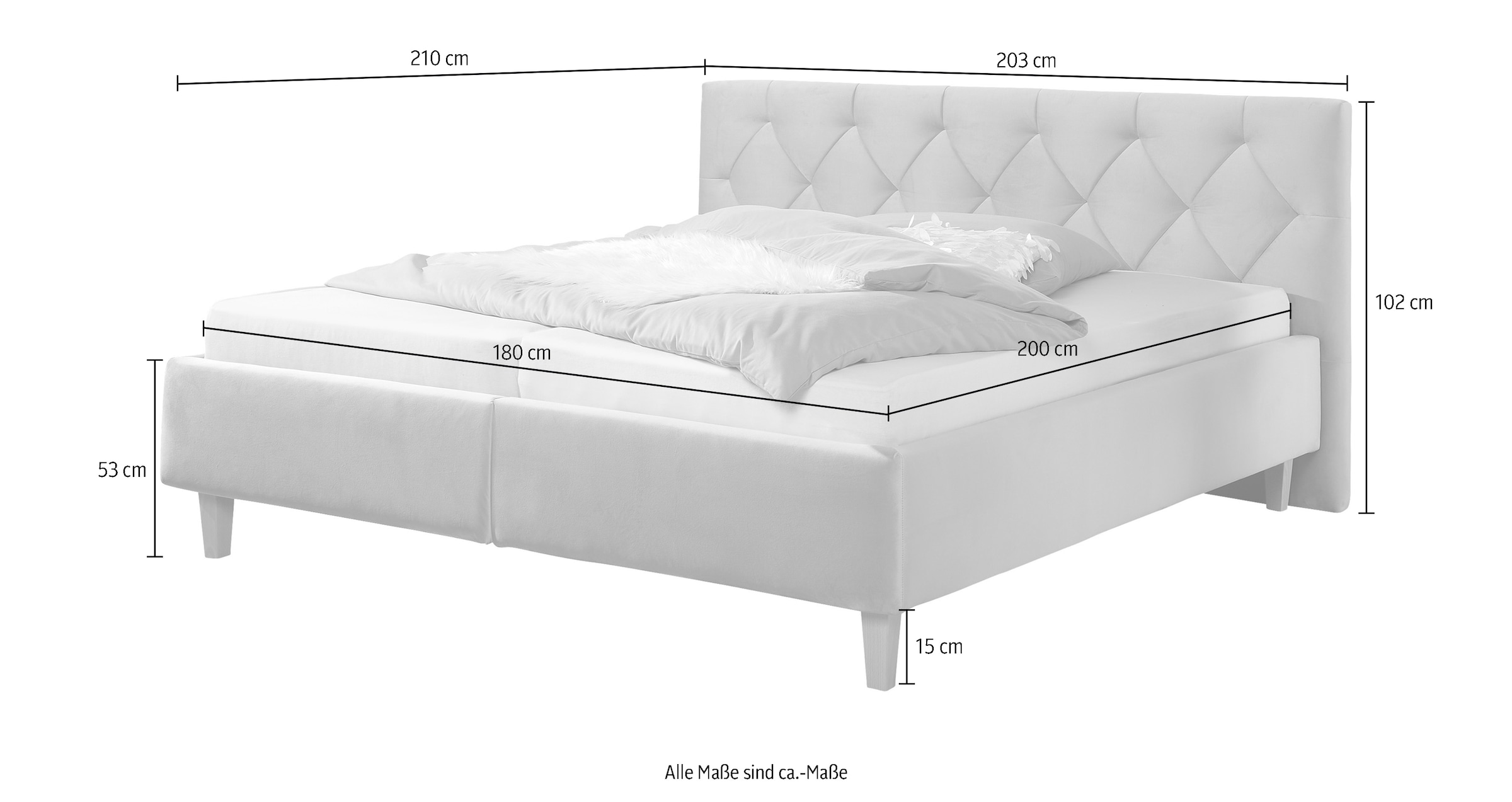 Guido Maria Kretschmer Home&Living Polsterbett »Sunley 100«, Kreuzsteppung, Kopfteilhöhe 102 cm, ohne oder mit Matratze/Lattenrost
