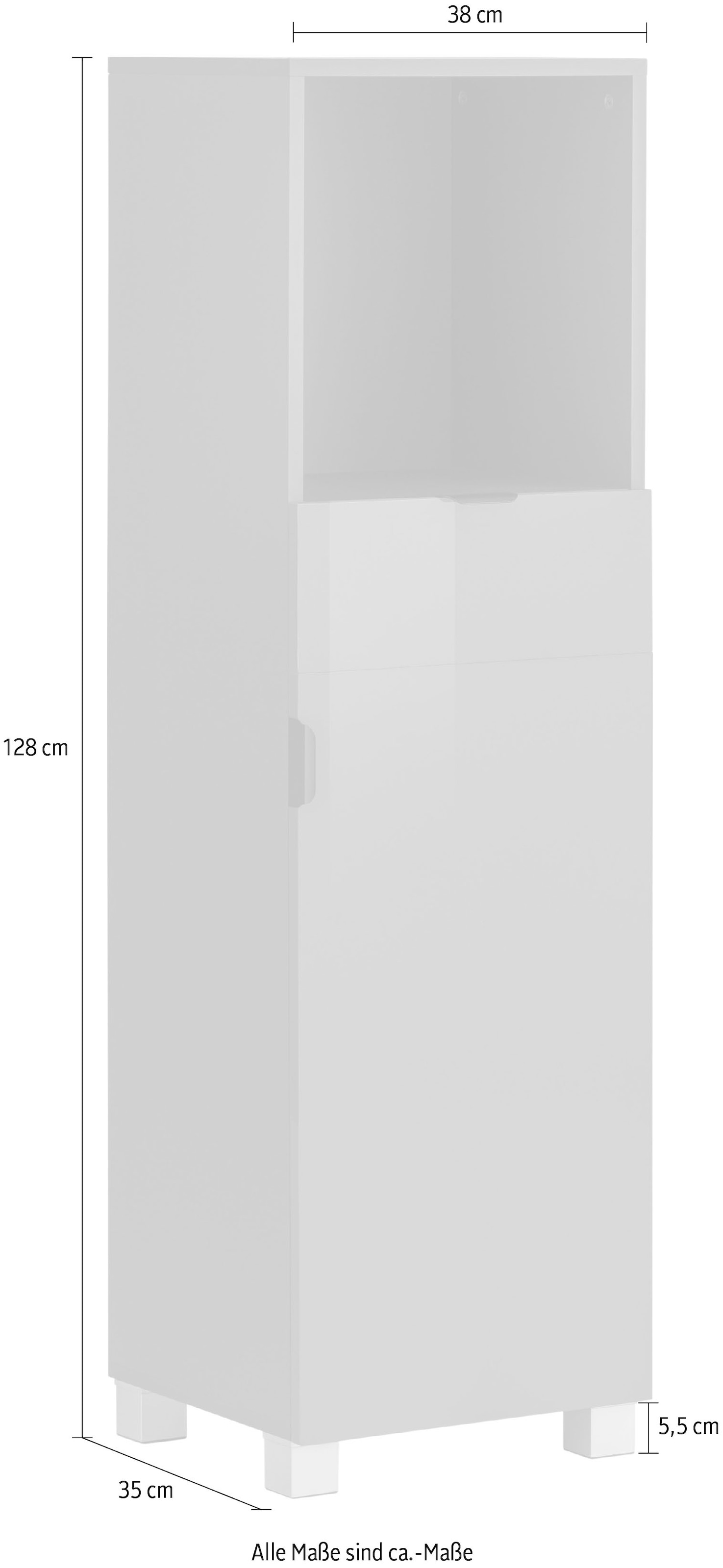 welltime Midischrank »Lage, Badschrank, Badezimmerschrank, 38 cm breit«, Pflegeleichte Oberfläche, viel Stauraum, FSC®-zertifiziert