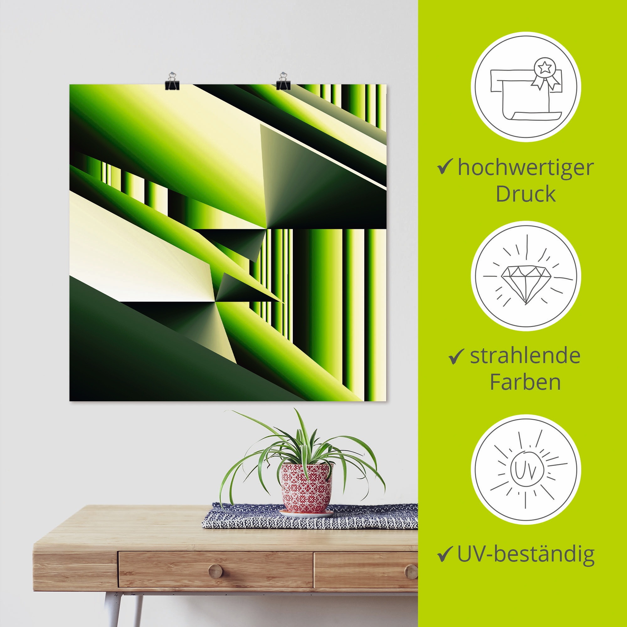 Artland Poster »Grüner Bambus Modern Art«, Muster, (1 St.), als Alubild, Leinwandbild, Wandaufkleber oder Poster in versch. Grössen