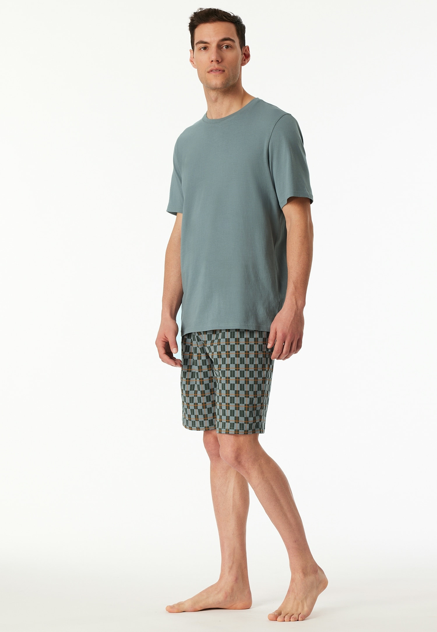 Image of Schiesser Pyjama "Casual Essentials" 0, 2 tlg. mit unifarbenem Oberteil und gemusterter Hose