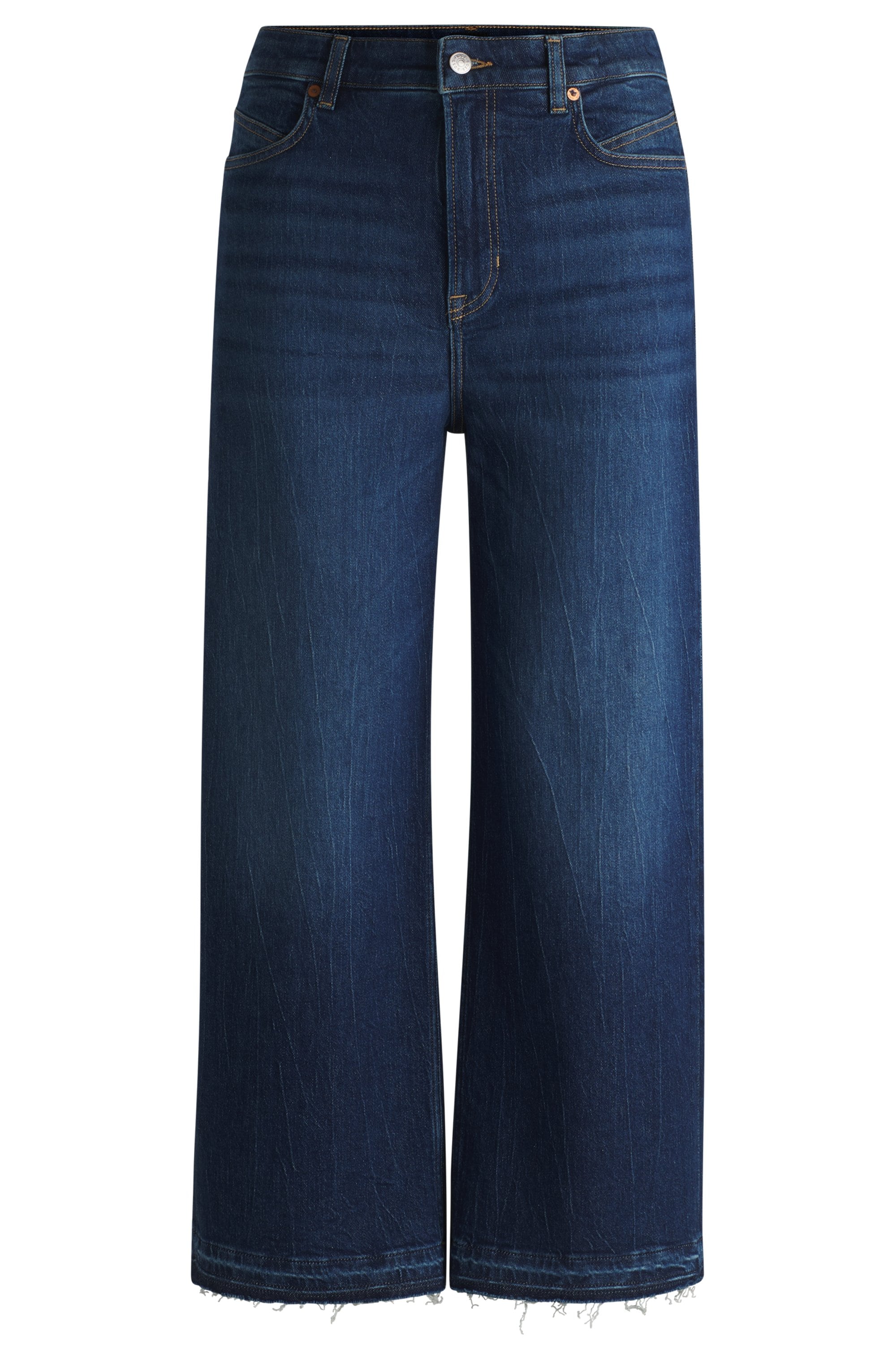 BOSS ORANGE Weite Jeans »Marlene High Rise Hochbund High Waist Premium Denim Jeans«, (BOSS ORANGE DENIM), weite Beinfom, cropped