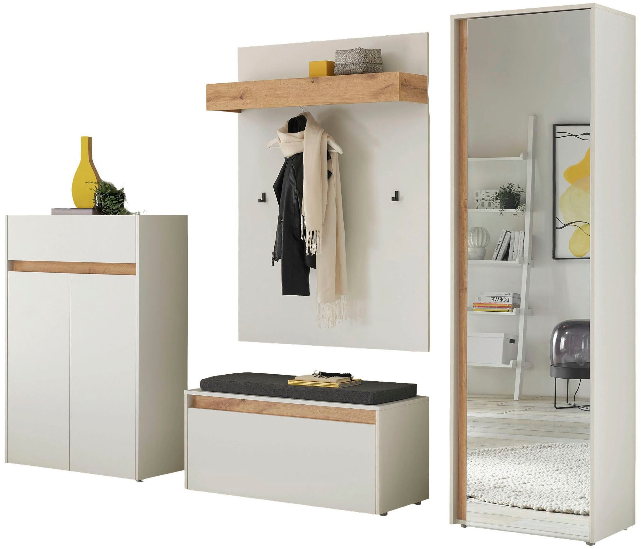Image of Home affaire Garderoben-Set "City/Giron, moderne Garderobe, viel Stauraum, ca. 24 Schuhe" Set, 4 Stk. tlg.