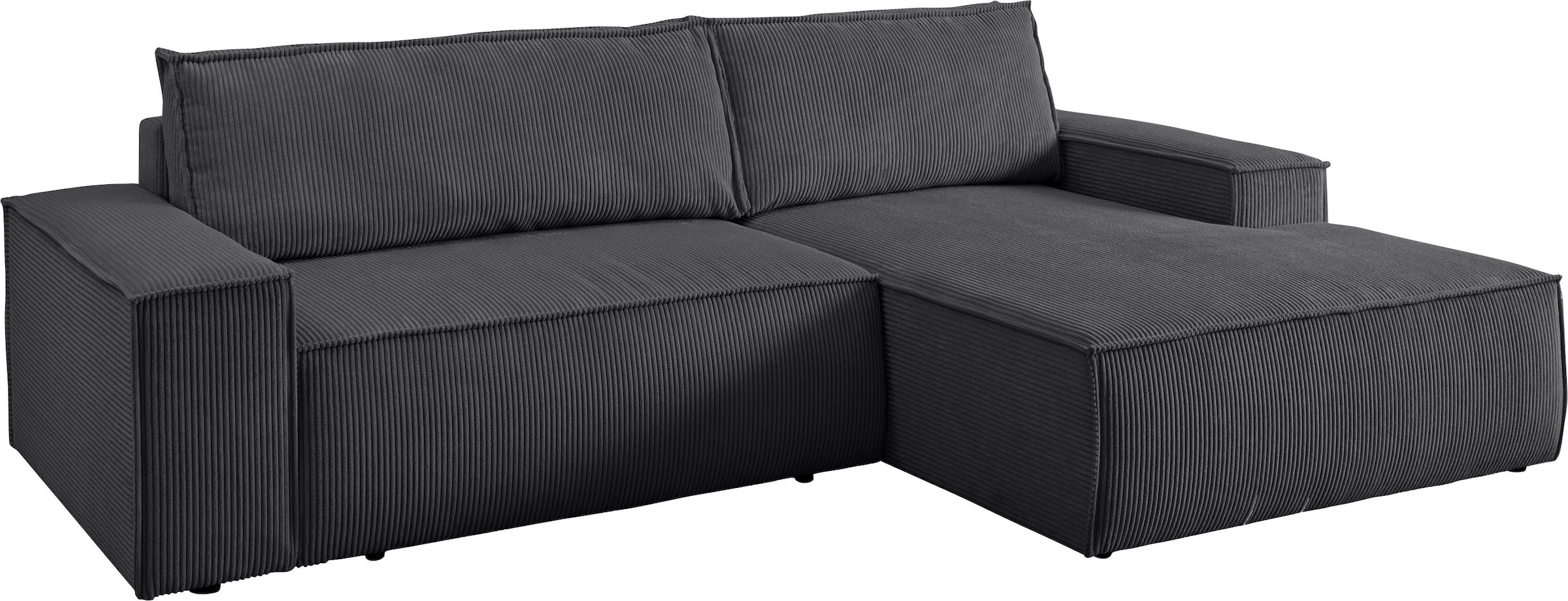 Home affaire Ecksofa »SHERWOOD L-Form, 267 cm - OTTO. Verlässliche Qualität.« Schlaffunktion mit Bettkasten (210x136 cm), Cord, Vintage, Samtvelours