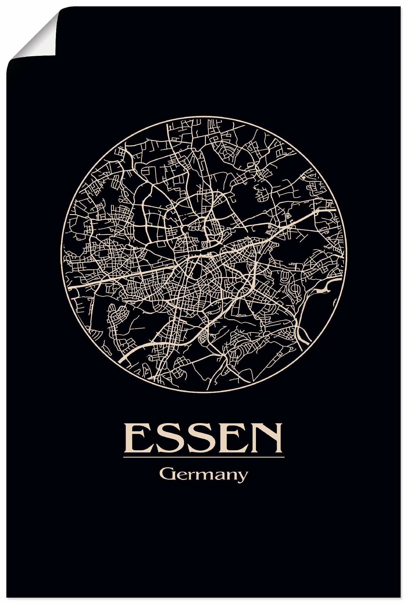 Image of Artland Poster "Retro Karte Essen Deutschland Kreis" Deutschland 1 Stk. tlg. ohne Rahmen