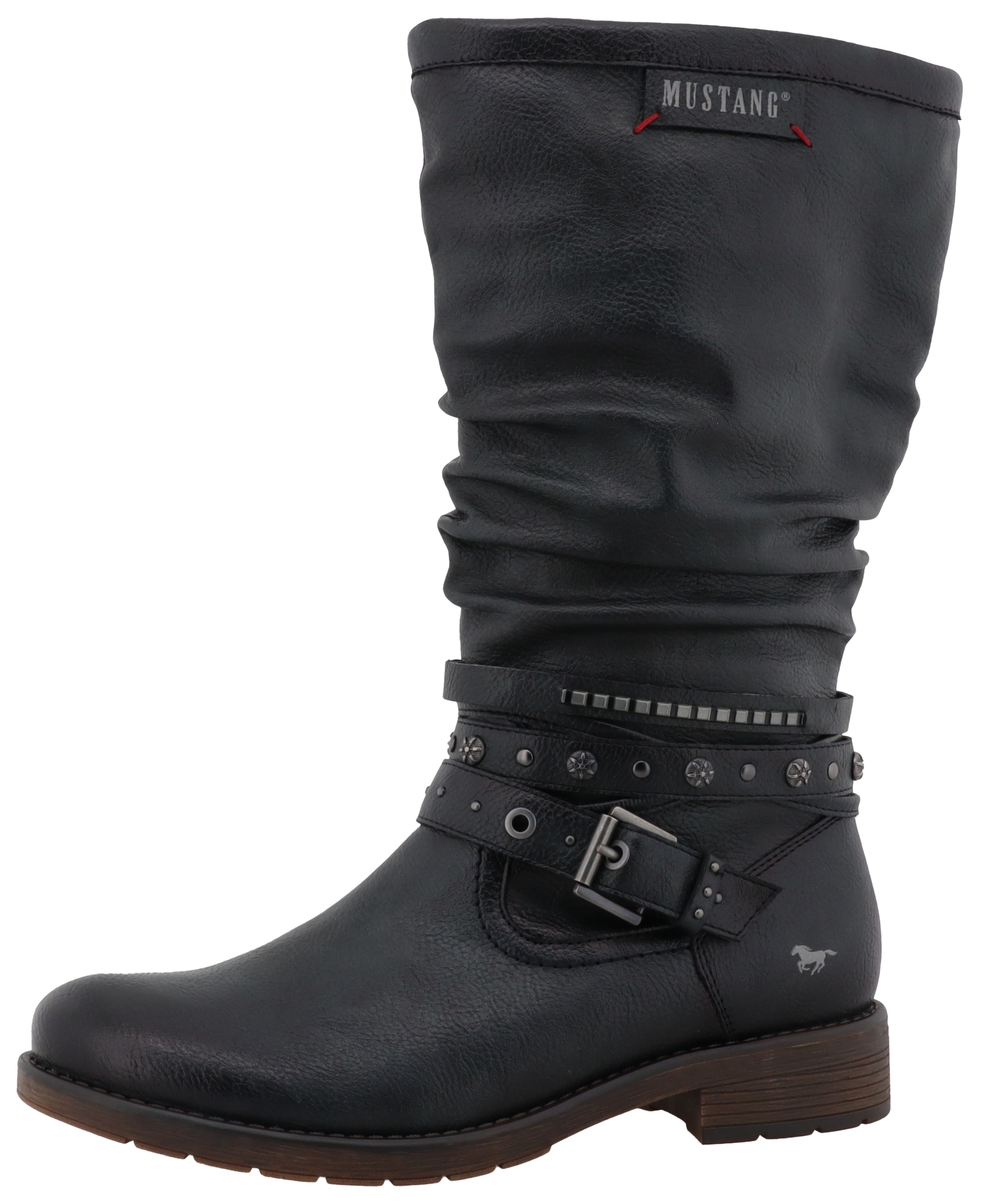 Image of Mustang Shoes Winterstiefel "Elfi" Stiefel mit Zierriemchen und Blockabsatz