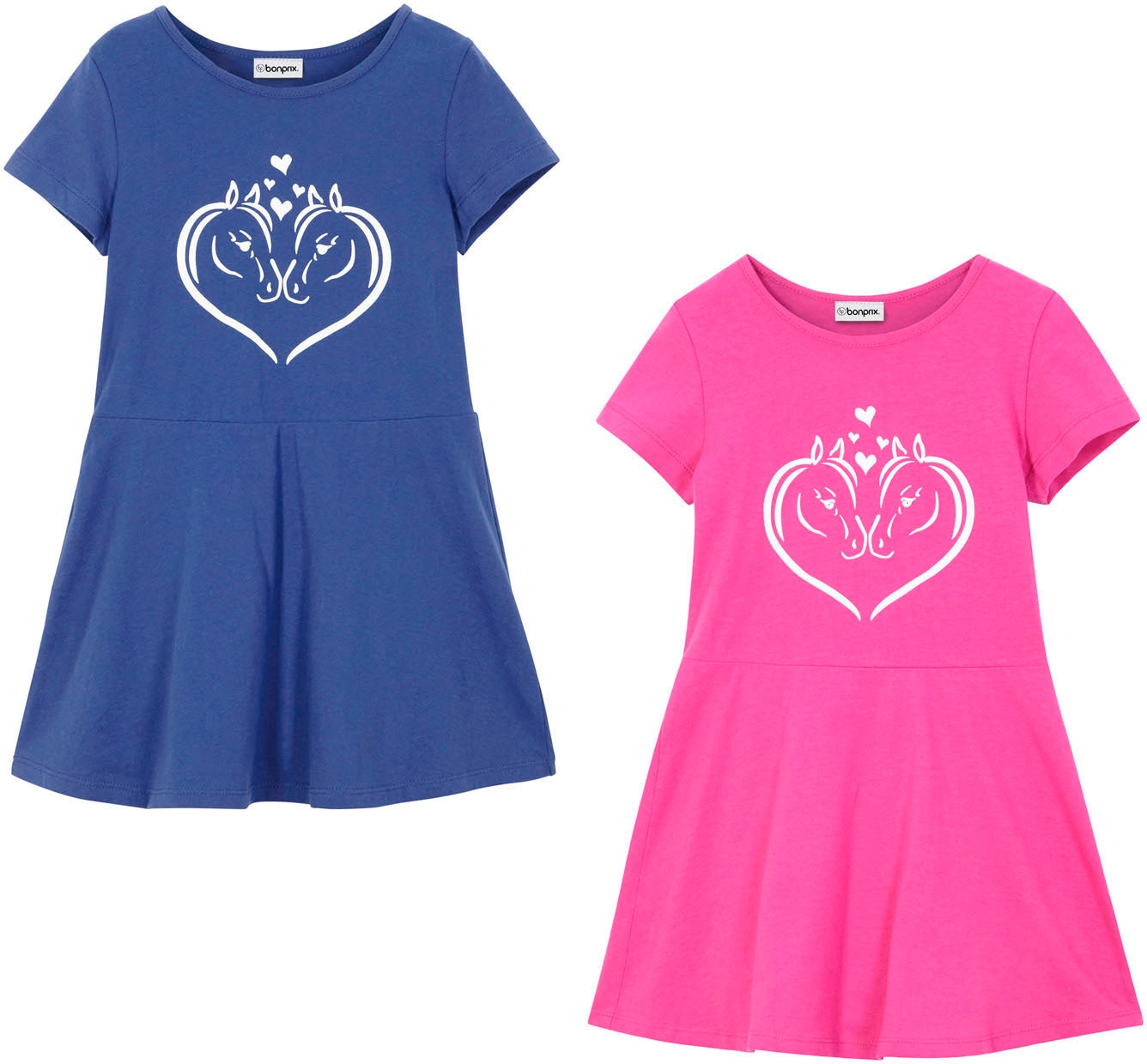 bonprix Robe en jersey Packung, 2 cuis tlg. für warme Tage, aus Baumwolle, Regular Fit, Kurzarm-Design