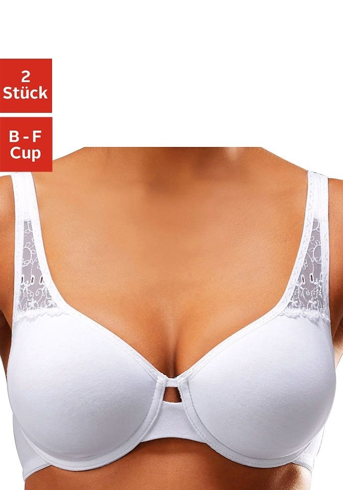 Image of petite fleur T-Shirt-BH Packung, 2 Stück, aus weicher Baumwolle mit Spitzeneinsätzen