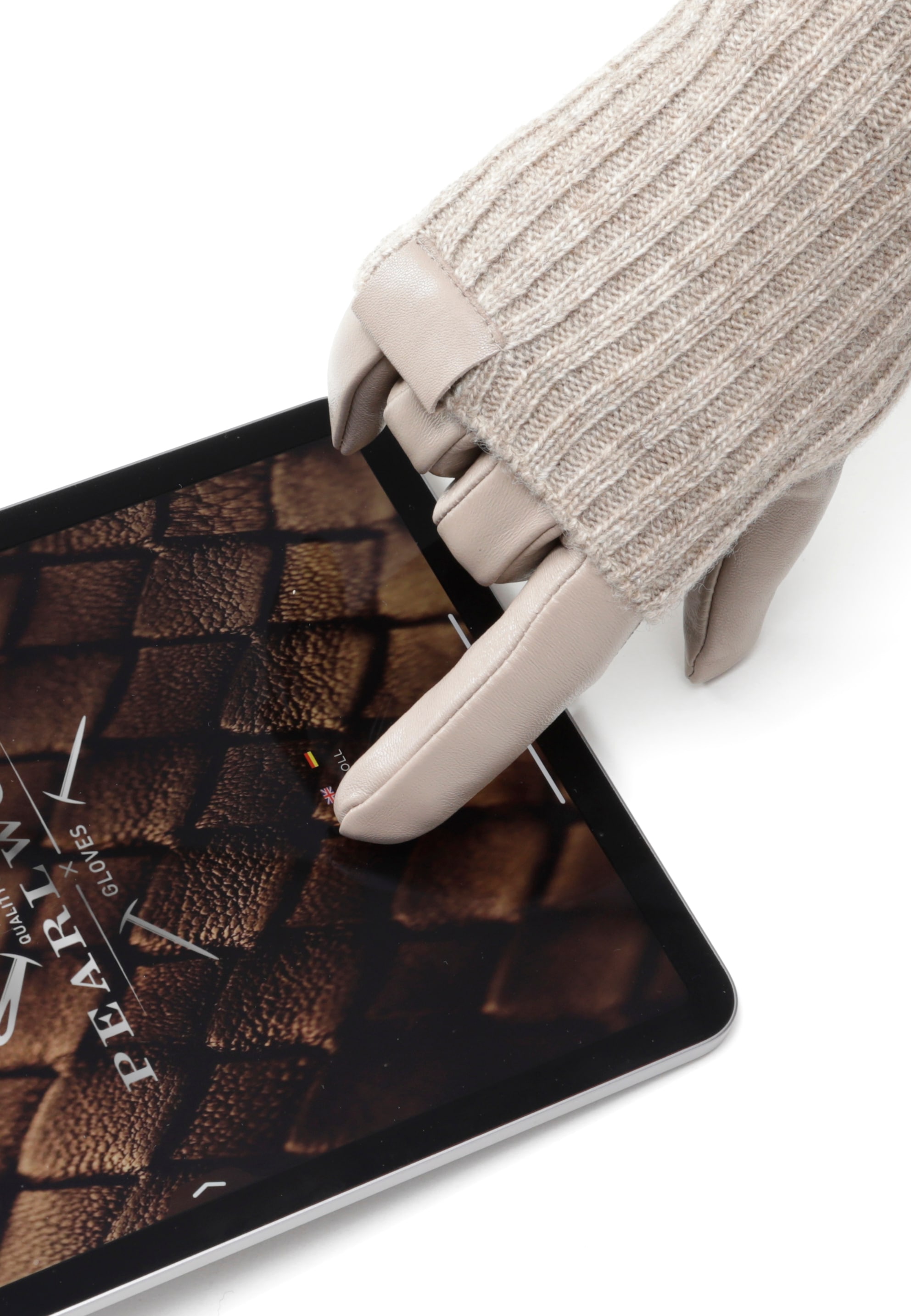 PEARLWOOD Lederhandschuhe »ROMY« Fleecefutter, als Lang-oder Kurzhandschuh zu tragen, Strickbündchen