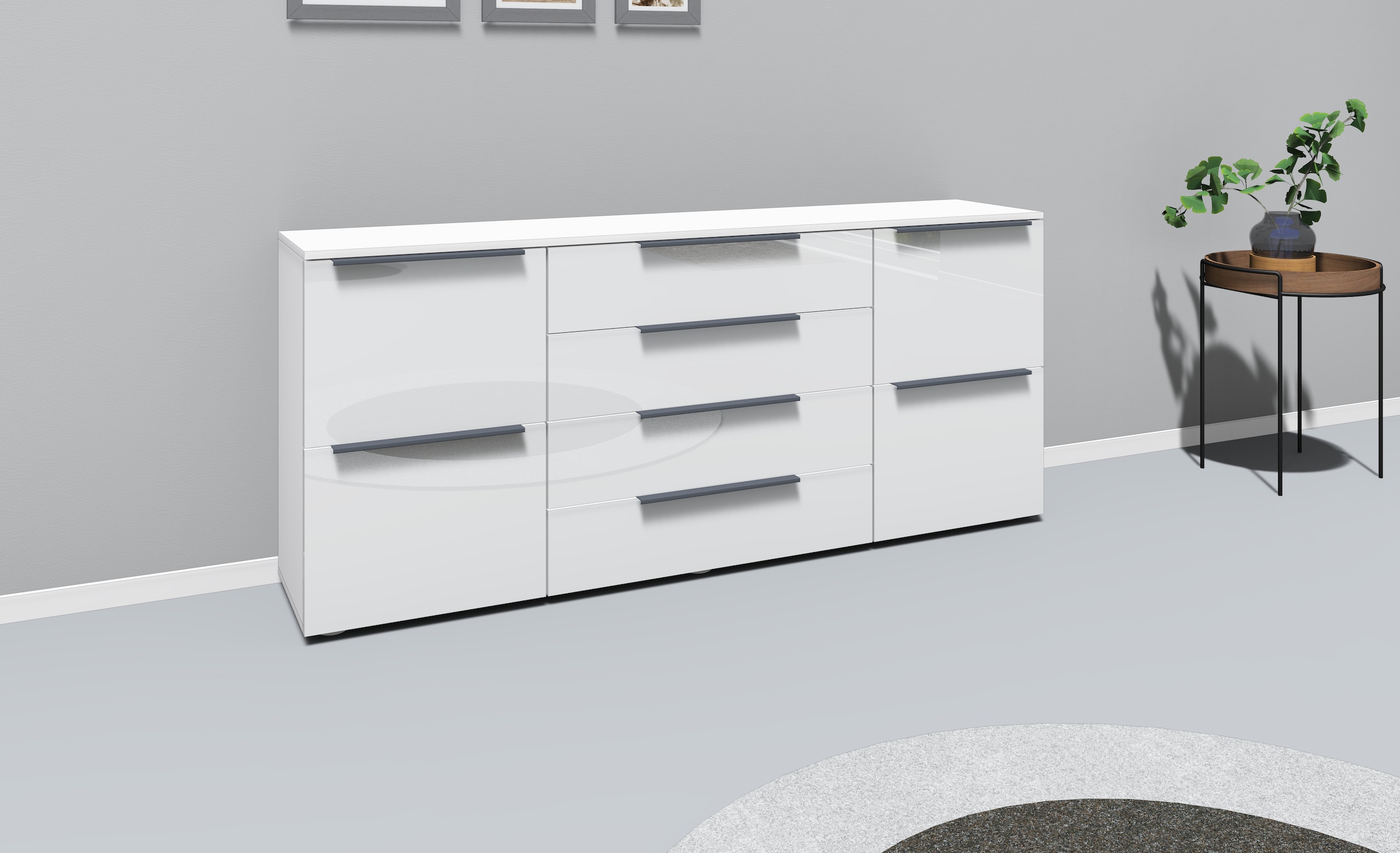borchardt Möbel Sideboard »Tom«, Breite 166 cm, verstellbare Einlegeböden, lackierte Alu-Profilgriffe