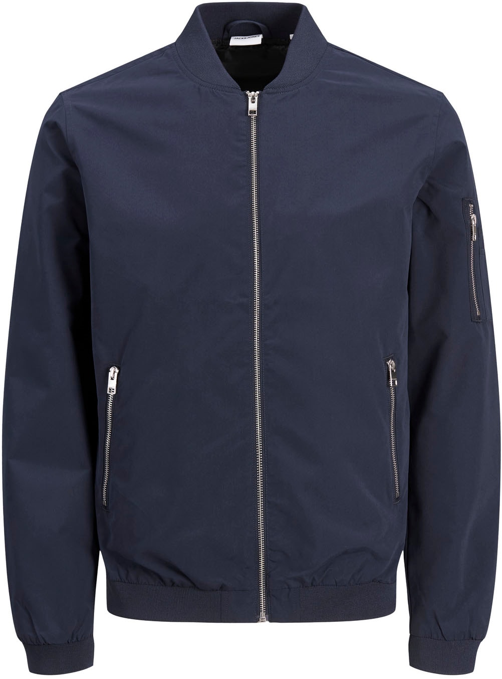 Jack & Jones Bomberjacke »JJERUSH mit geripptem Kragen und Taschen«, unifarben, modisch, regular fit, Polyester, Rundhals