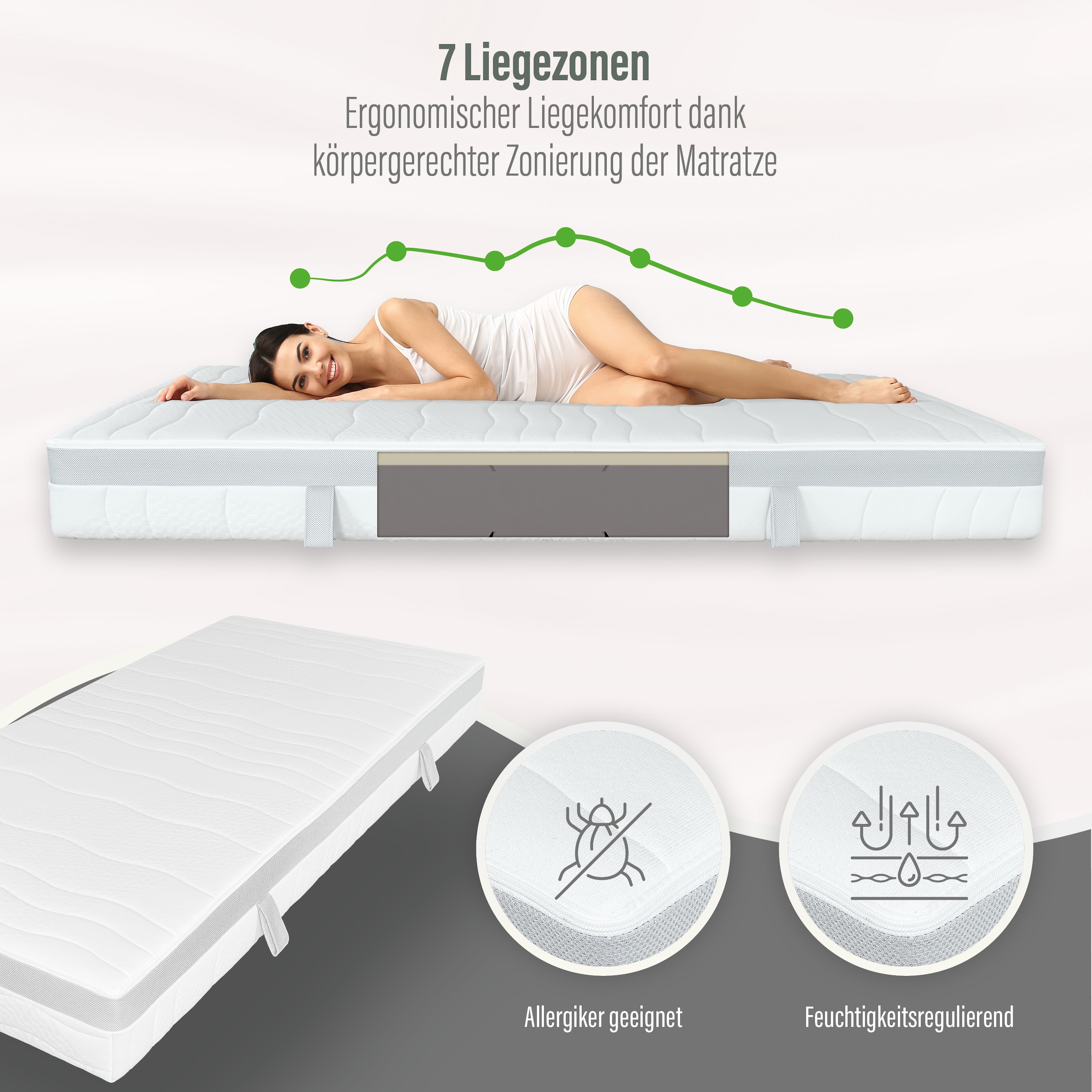 Beco Hybridschaum-Matratze »Feel Like Latex ONE KS - GOLD, Matratze 90x200 cm, 140x200 cm und mehr« 21 cm hoch 1 Stk. tlg. Ergonomischer Hybridschaum mit komfortabler Feel Like Latex Auflage