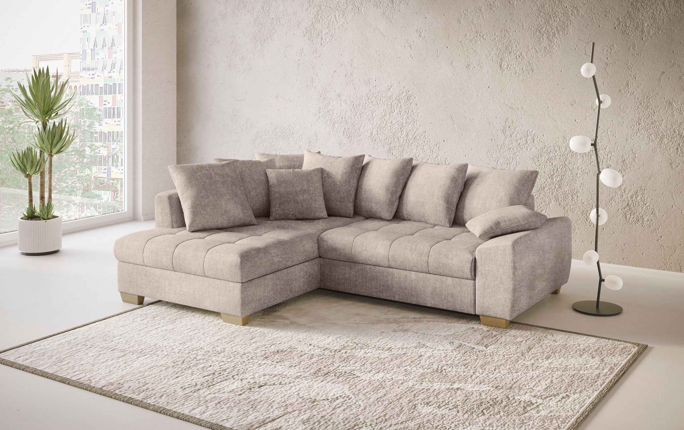 Mr. Couch Ecksofa »Nikita II, L-Form«, Wahlweise mit Bettfunktion, Bettkasten & RGB-LED-Beleuchtung