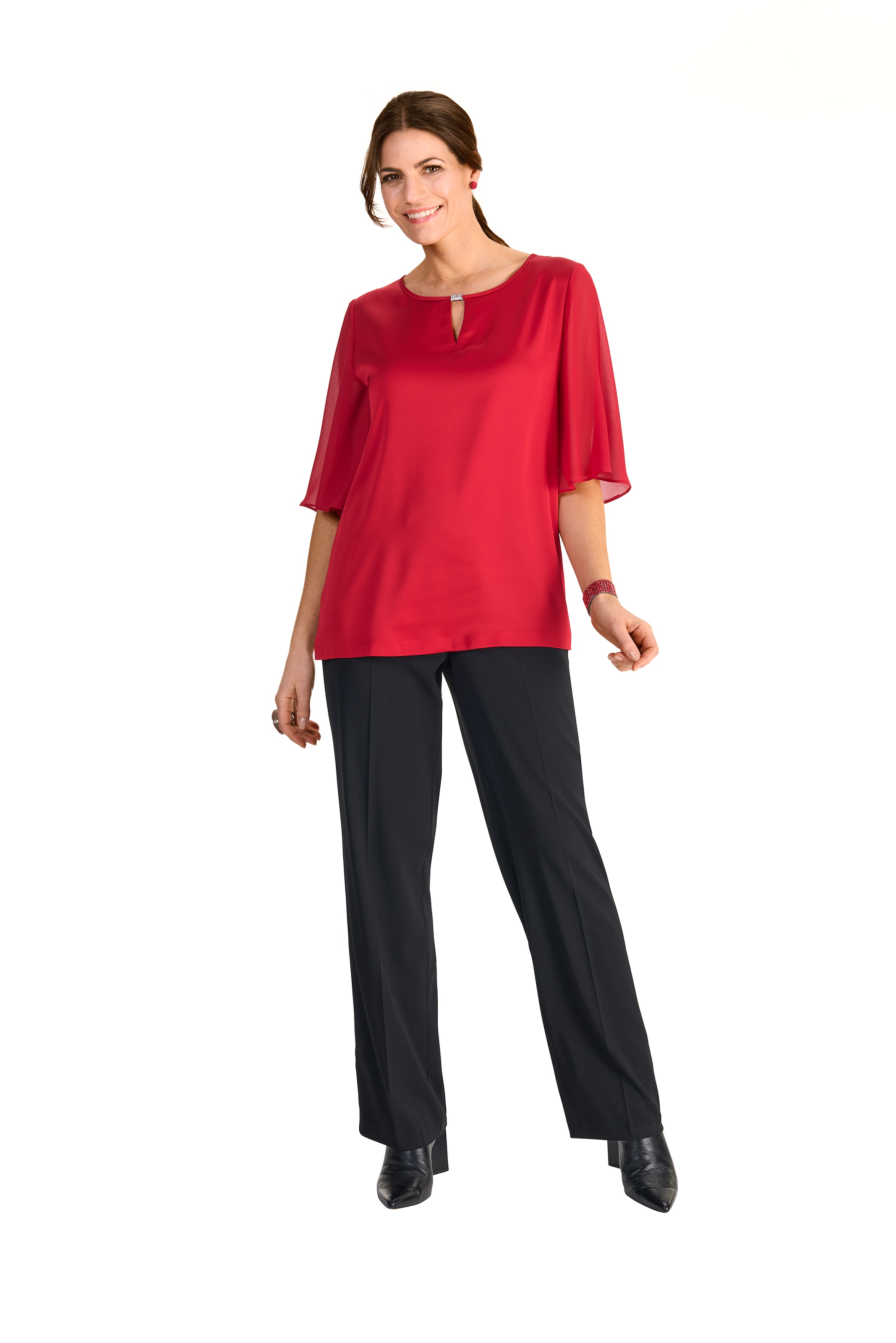 HERMANN LANGE Collection Blusenshirt, mit Glitzerdetail und Cut-Out am Ausschnitt