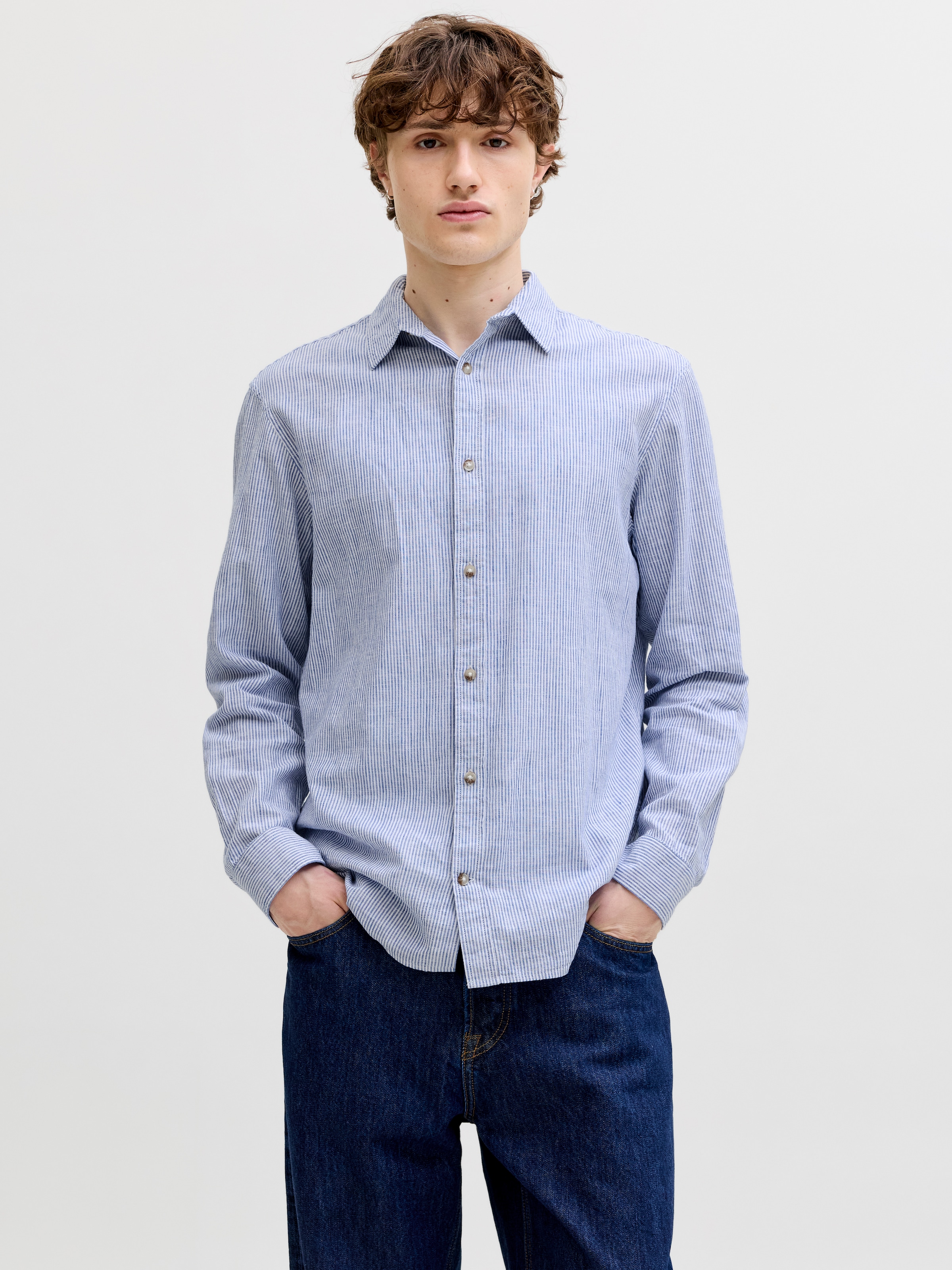Jack & Jones Langarmhemd »JJESUMMER LINEN BLEND SHIRT L/S SN« Baumwollmischung, regular fit