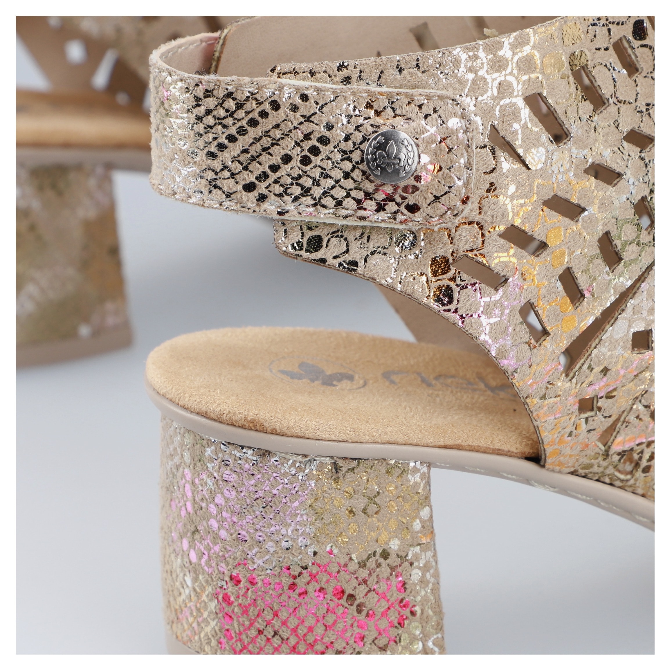 Image of Rieker Sandalette Sommerschuh, Sandale, Blockabsatz, mit modischer Schaftgestaltung