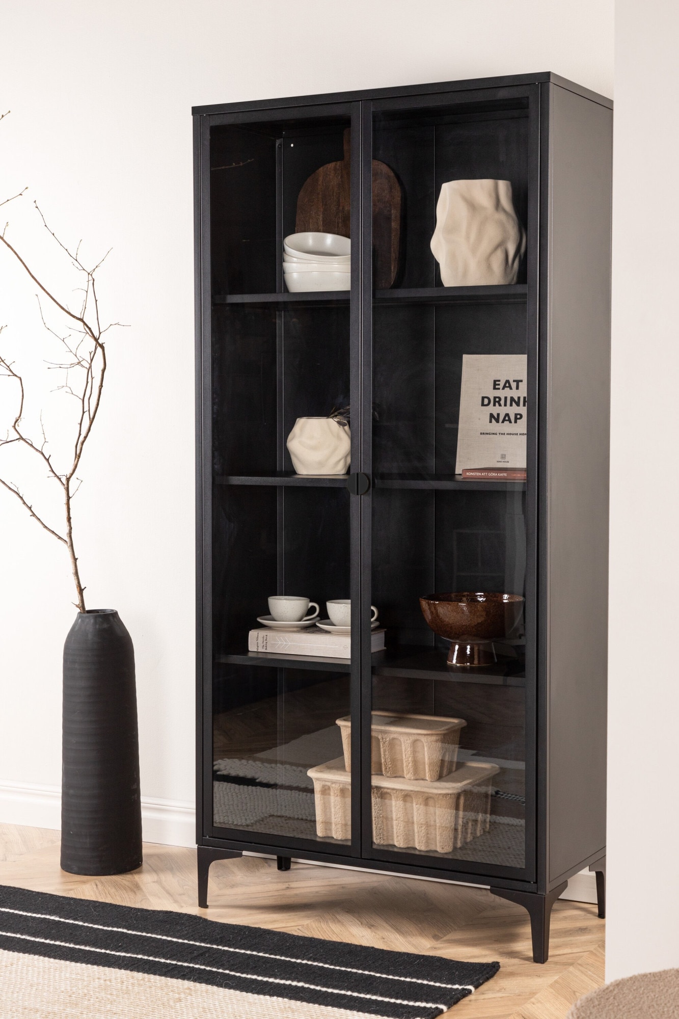 Venture Home Vitrines »Piring, hoher Stauraumschrank, 2 Türen, Höhe 190 cm« Armoire haute, revêtement par poudrage, portes en verre, haute, sophistiquée