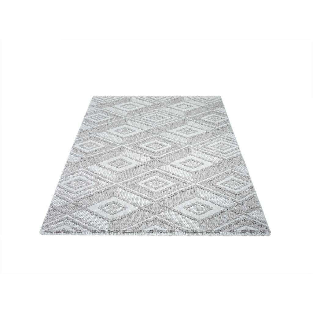 Carpet City Tapis »LINDO 8875« Rectangulaire 11 mm Höhe Kurzflor, Hochtief-Muster/ 3D-Effekt, Fransen, Boho-Stil, Wohnzimmer