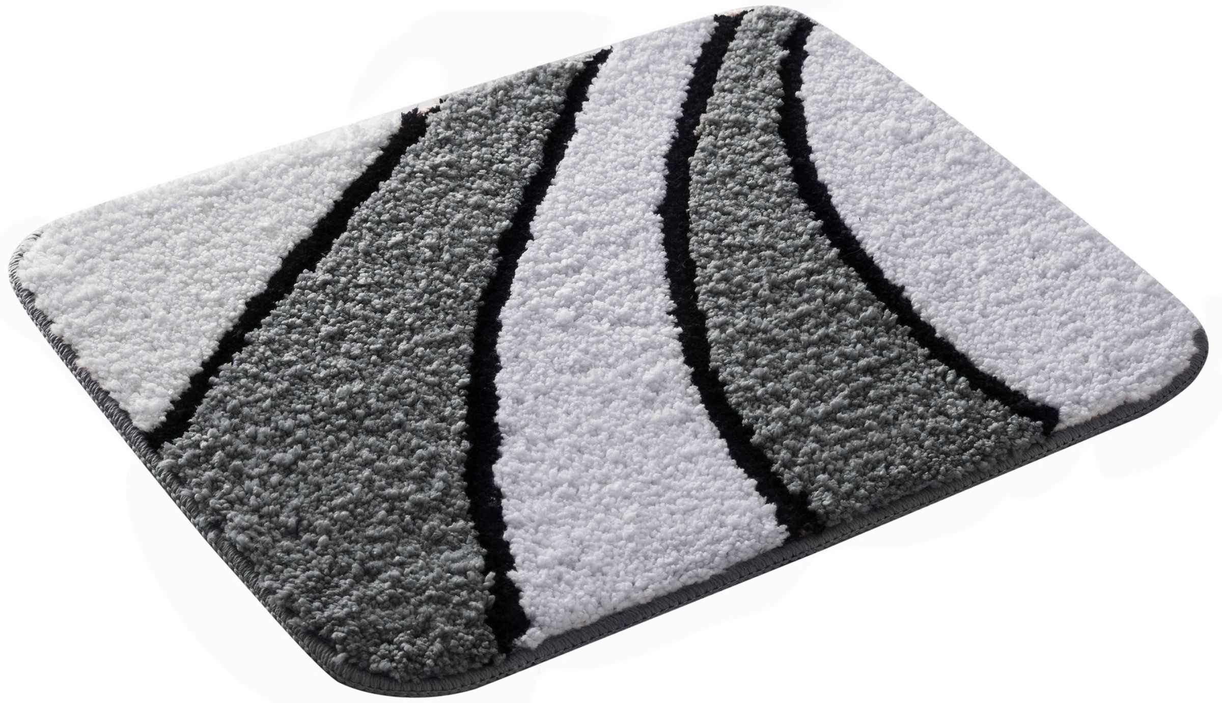 my home Badematte »Anna, Badvorleger, Badezimmer Teppich«, rutschhemmend beschichtet, fussbodenheizungsgeeignet-schnell trocknend, Badteppich, Hoch Tief Effekt, Modern, Weich, Wellen