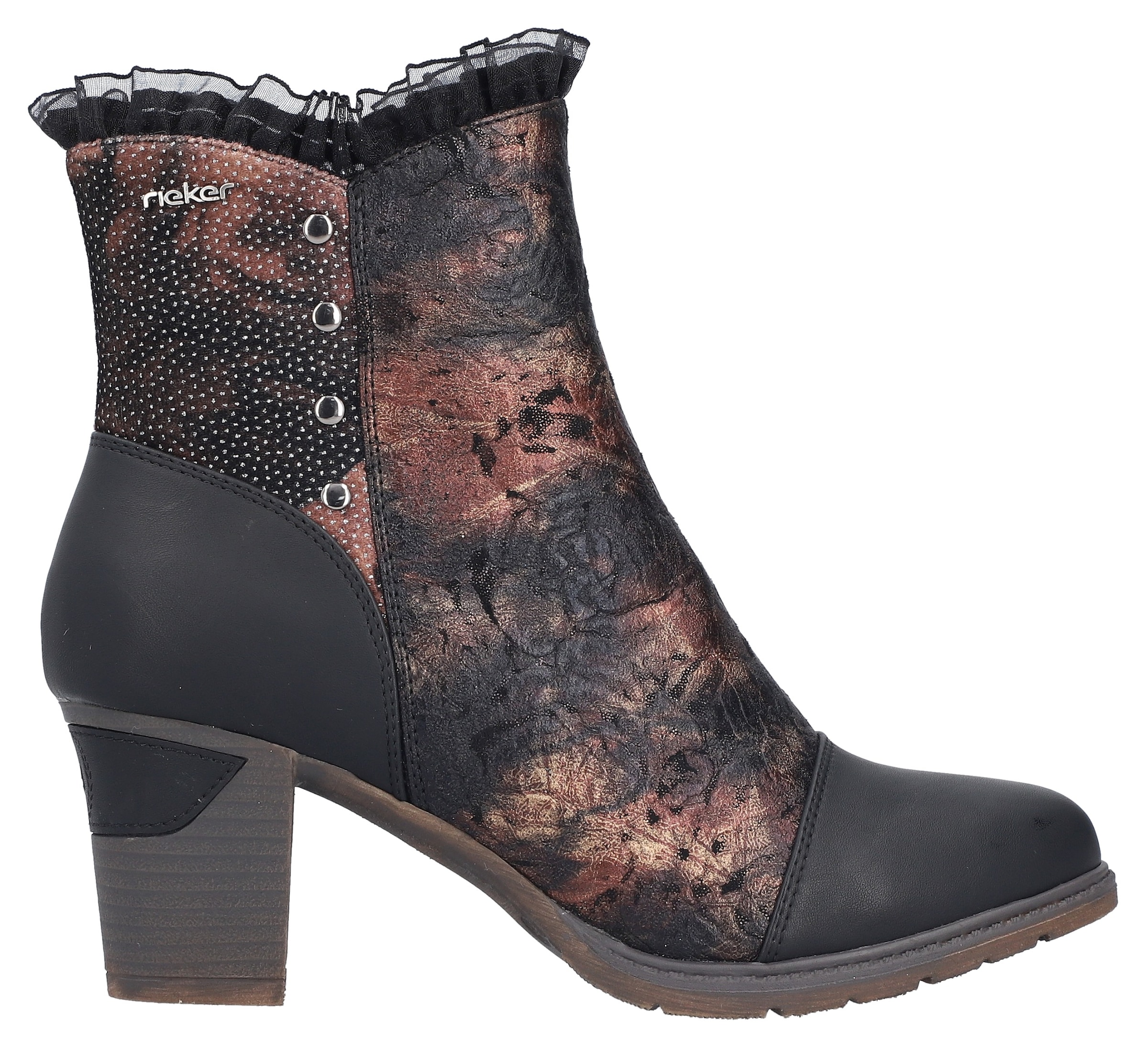 Rieker Stiefelette  Trachtenstiefelette, Festtagsstiefelette, Blockabsatz, mit Warmfutter