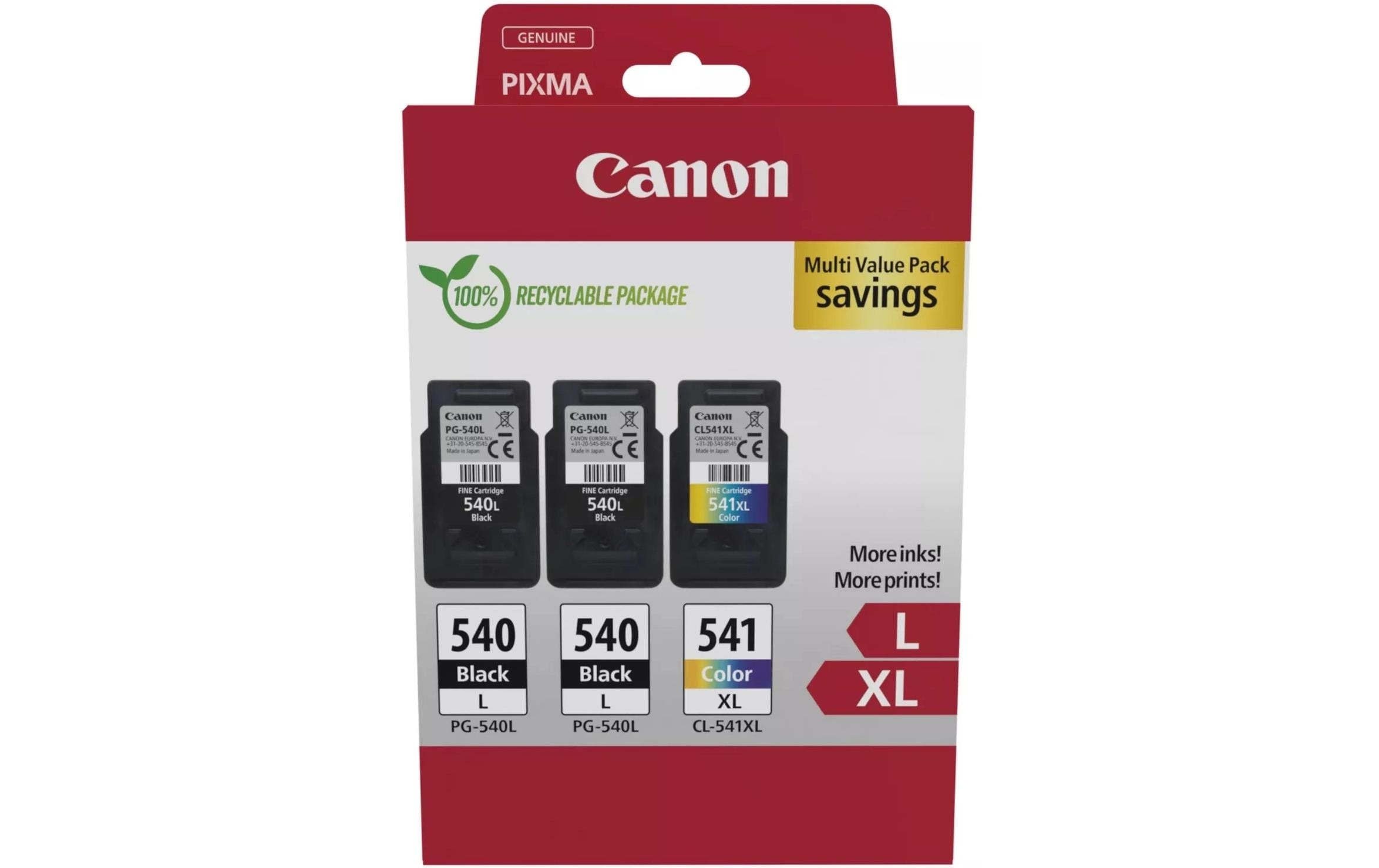 Image of Canon Tintenpatrone "2xPG-540L/1xCL-541XL 3er Pack Black/Cyan/Magenta/Yellow"