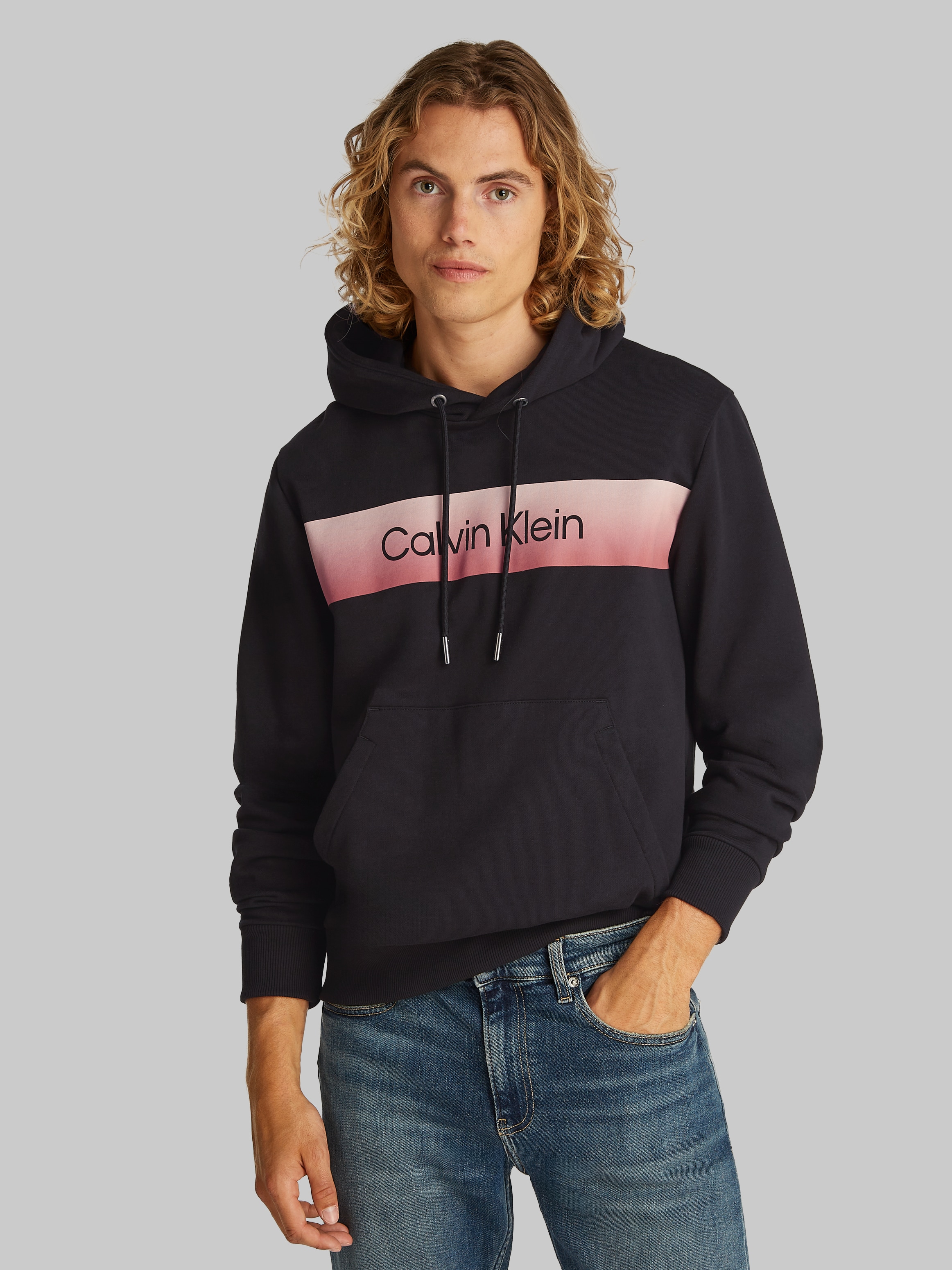 Image of Calvin Klein Jeans Hoodie "LINEAR OMBRE CHEST LOGO HOODIE", mit Logo