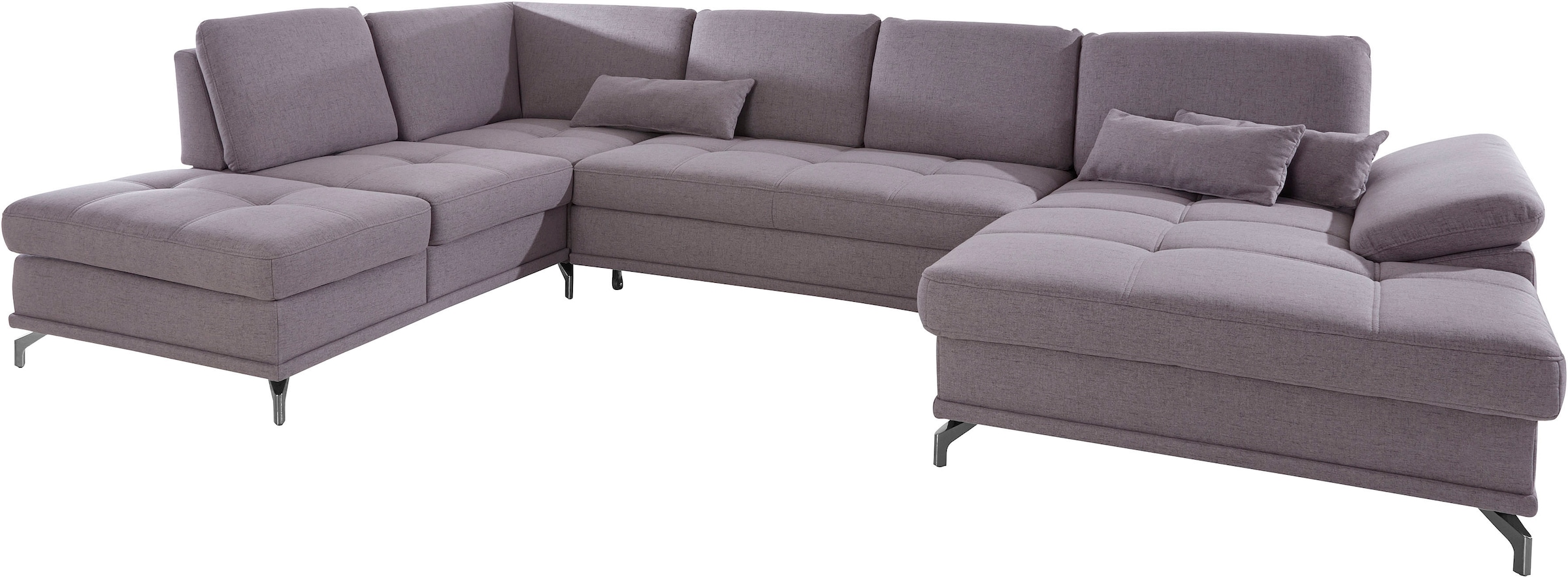 PLACES OF STYLE Wohnlandschaft »Costello U-Form, B: 363 cm mit Sitztiefen-, Armteilverstellung &« 3 Nierenkissen, optional Bettfunktion & Bettkasten