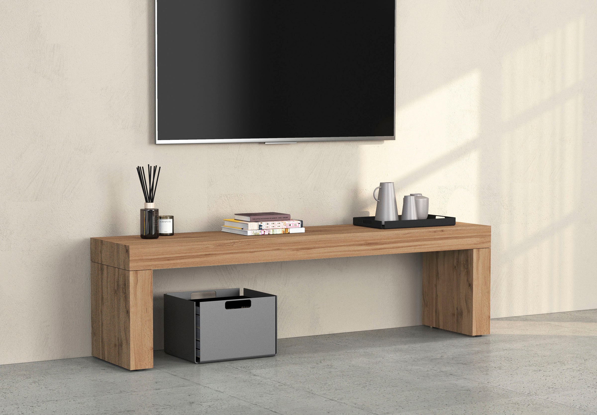 Image of GOODproduct TV-Brücke "CHRONOS Breite 180 cm, mit eine 10 cm dicken stabilen folding Platte" 1 Stk. tlg. TV-Board, Medienbrücke, TV-Aufsatz Made in Italy