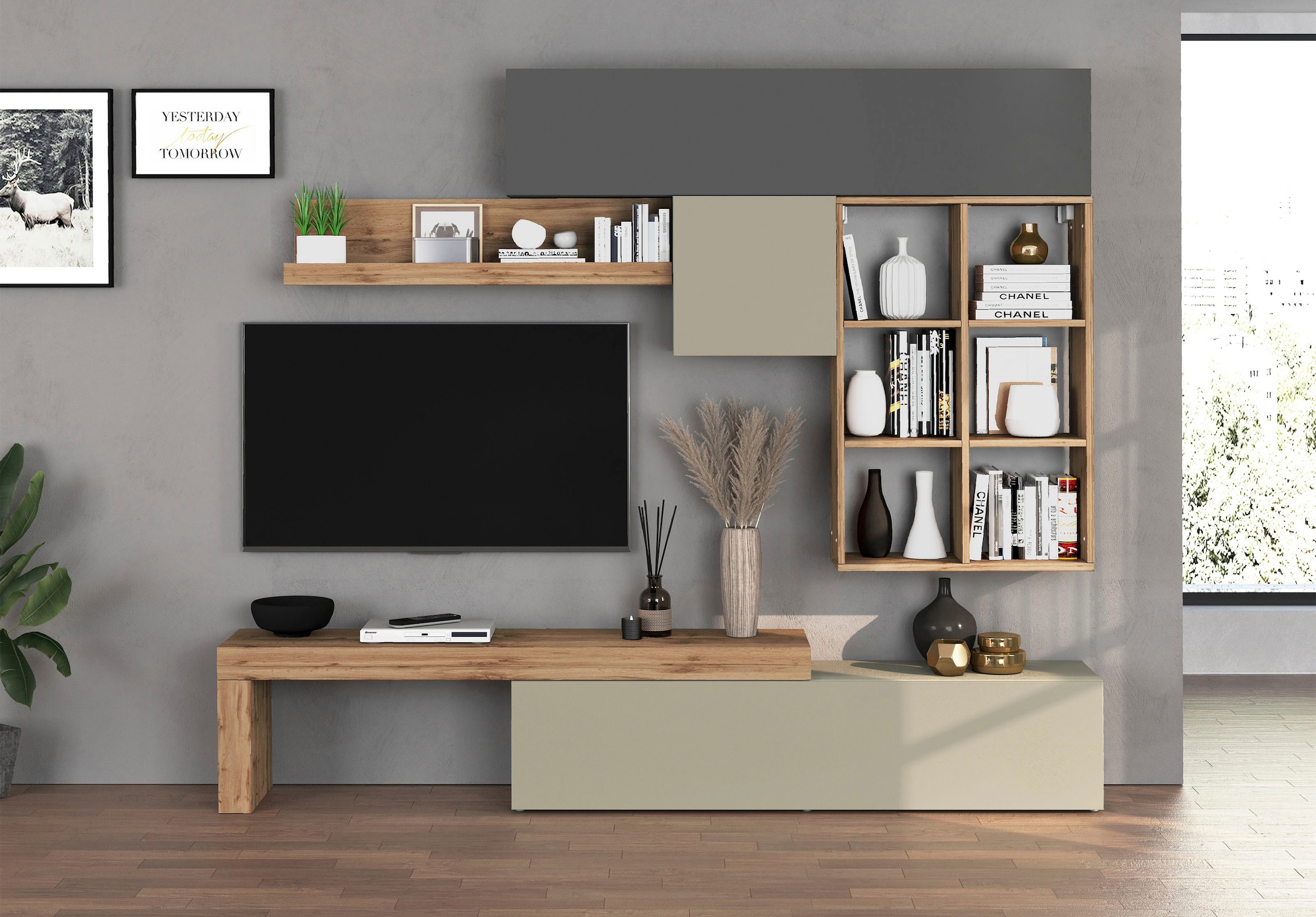 GOODproduct Wohnwand »Chronos Wohnwand, Medienwand, 5-er set« 5 Stk. tlg.