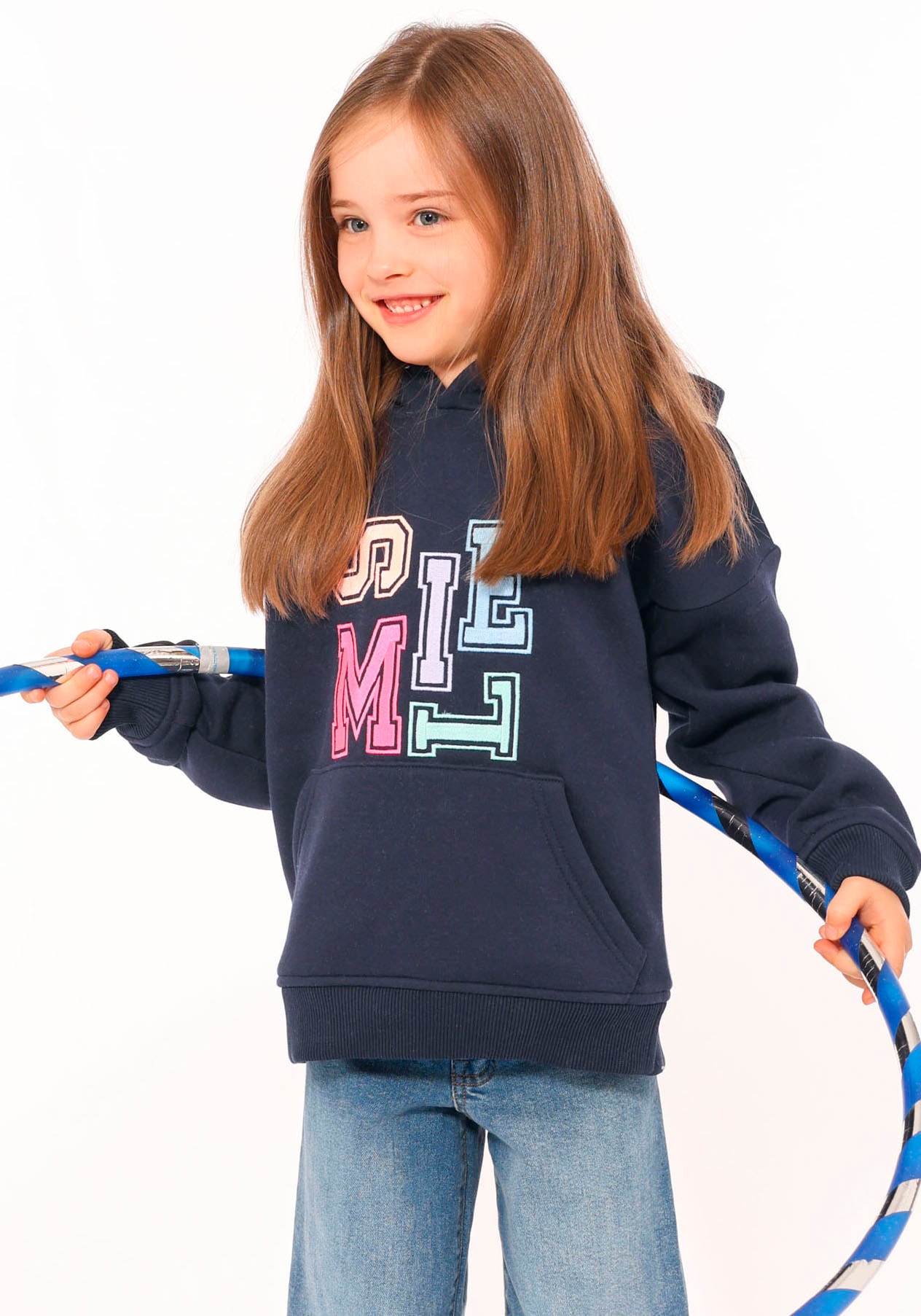 Hoodie »"Smile" Kids«, mit Wording für Mädchen