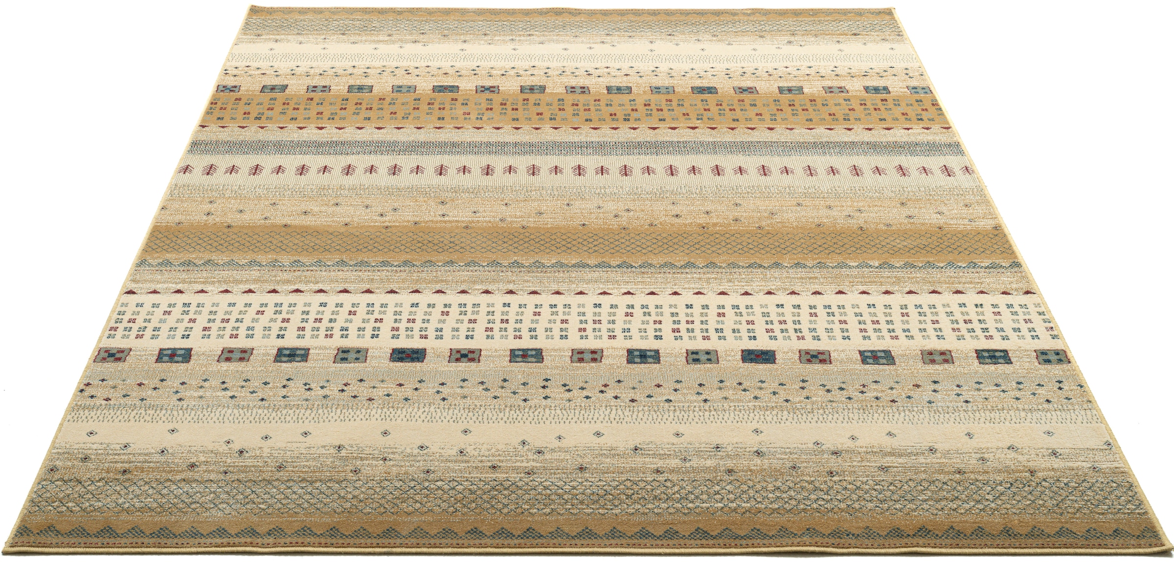 Image of Gino Falcone Teppich "Cherina GF-132" rechteckig 8 mm Höhe Ethno Design, gestreift, leichter Glanz, 100 % Viskose, Wohnzimmer