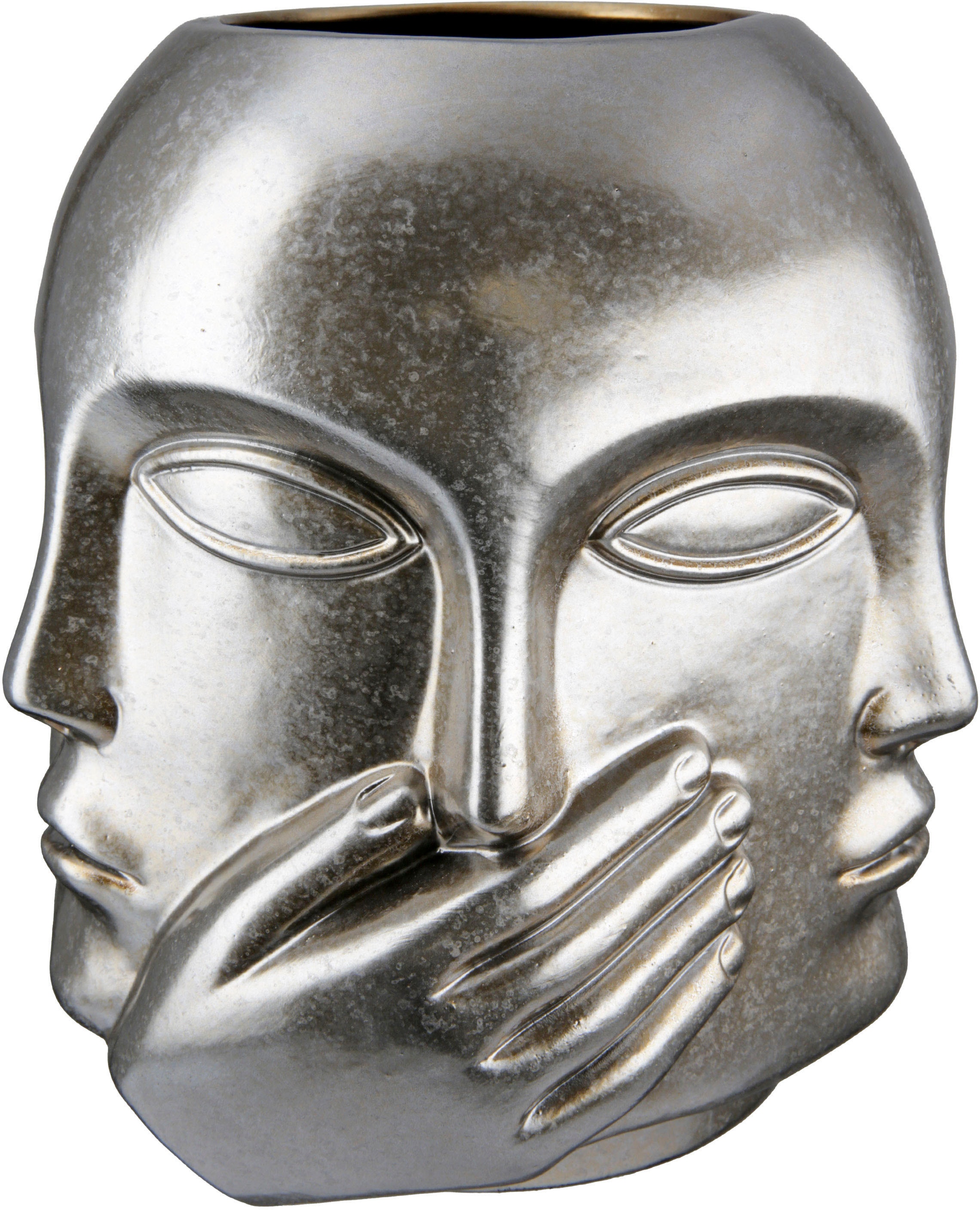 Casablanca by Gilde Vase de table »Ponto, nichts sehen, hören, reden, Höhe ca. 23 cm« dekorative Vase aus Keramik, Blumenvase