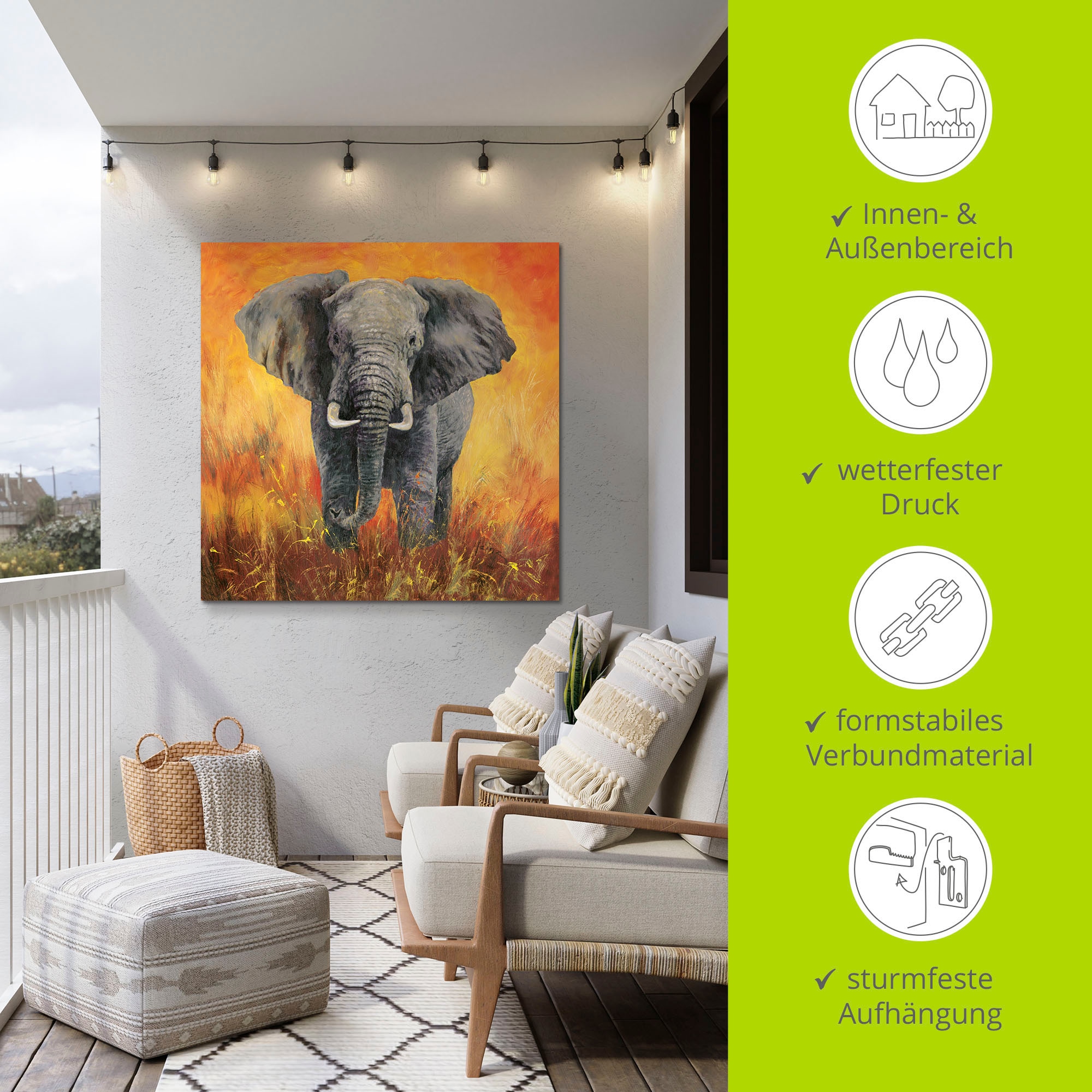 Artland Wandbild »Porträt Elefant«, Elefanten Bilder, (1 St.), als Alubild, Outdoorbild, Leinwandbild in verschied. Grössen
