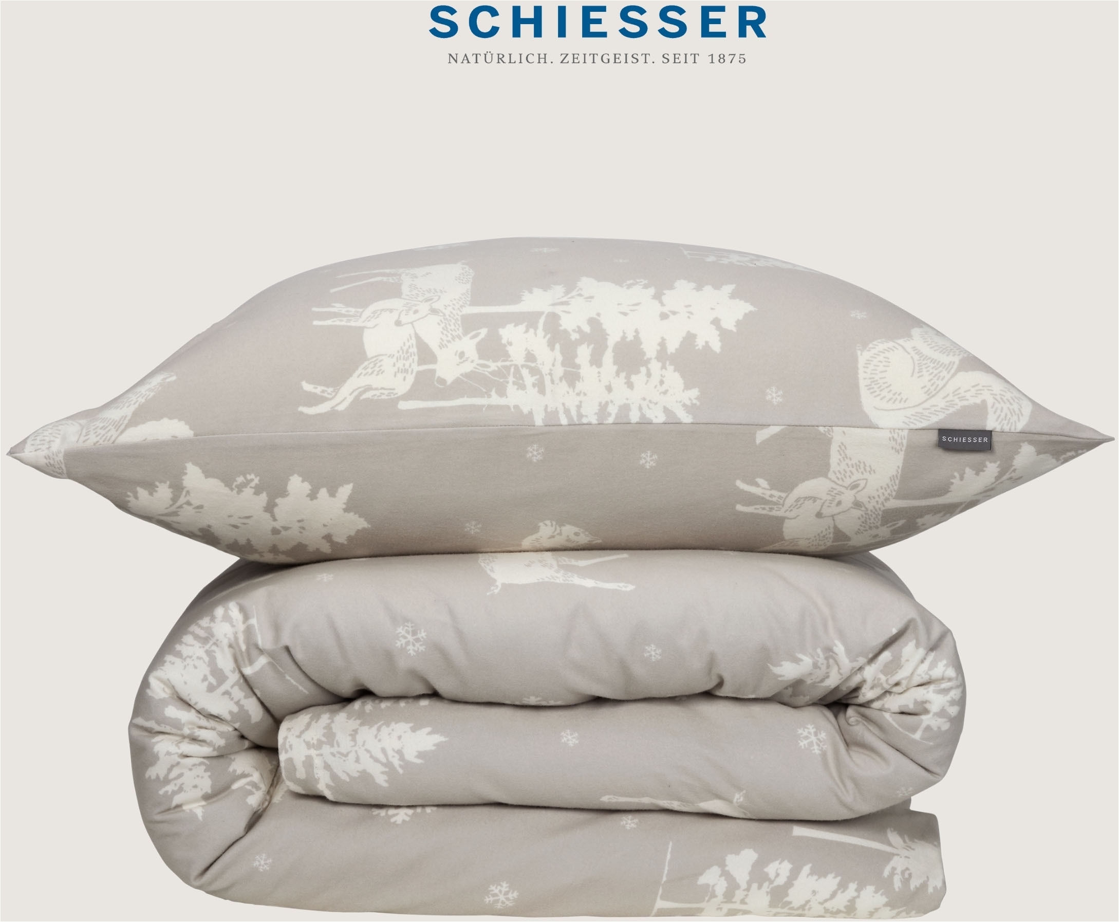 Schiesser Bettwäsche »Nordic aus weichem Baumwollflanell mit nordischem Muster« 2 Stk. Made in Green
