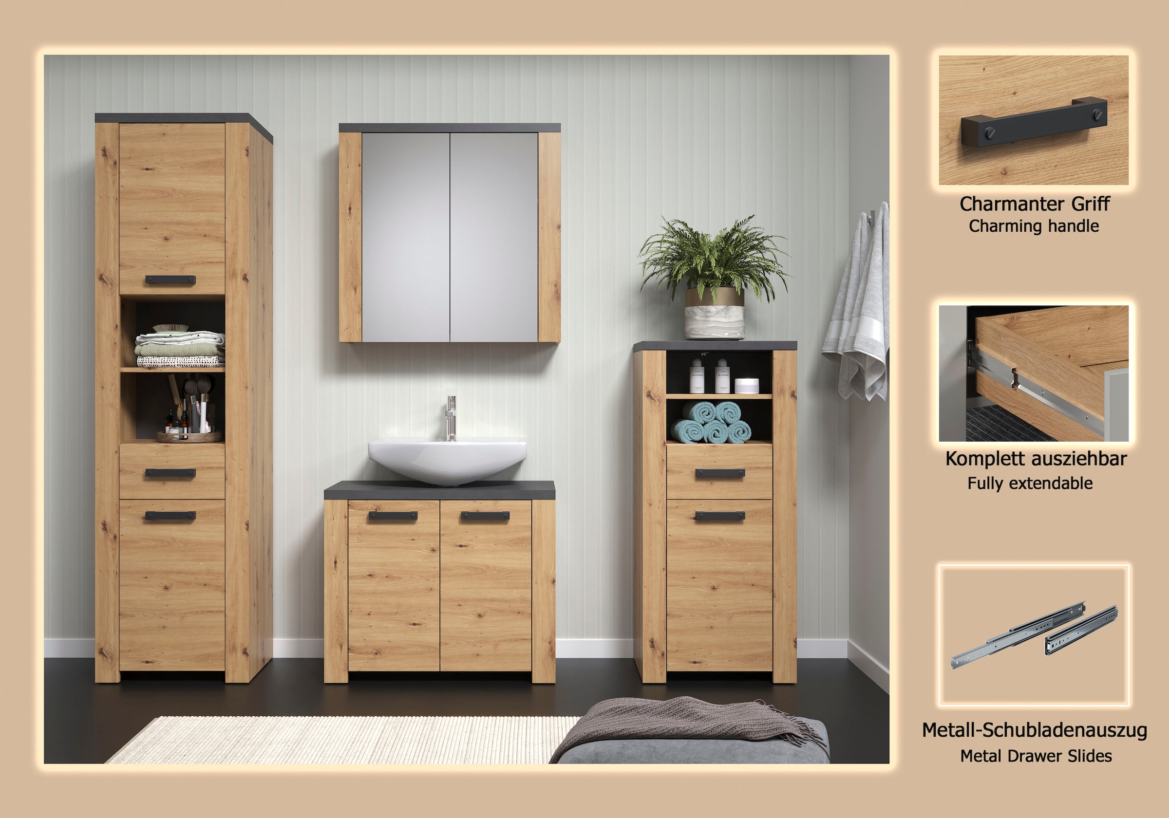 welltime Badezimmer-Set »Ambres« 4 Stk. tlg.