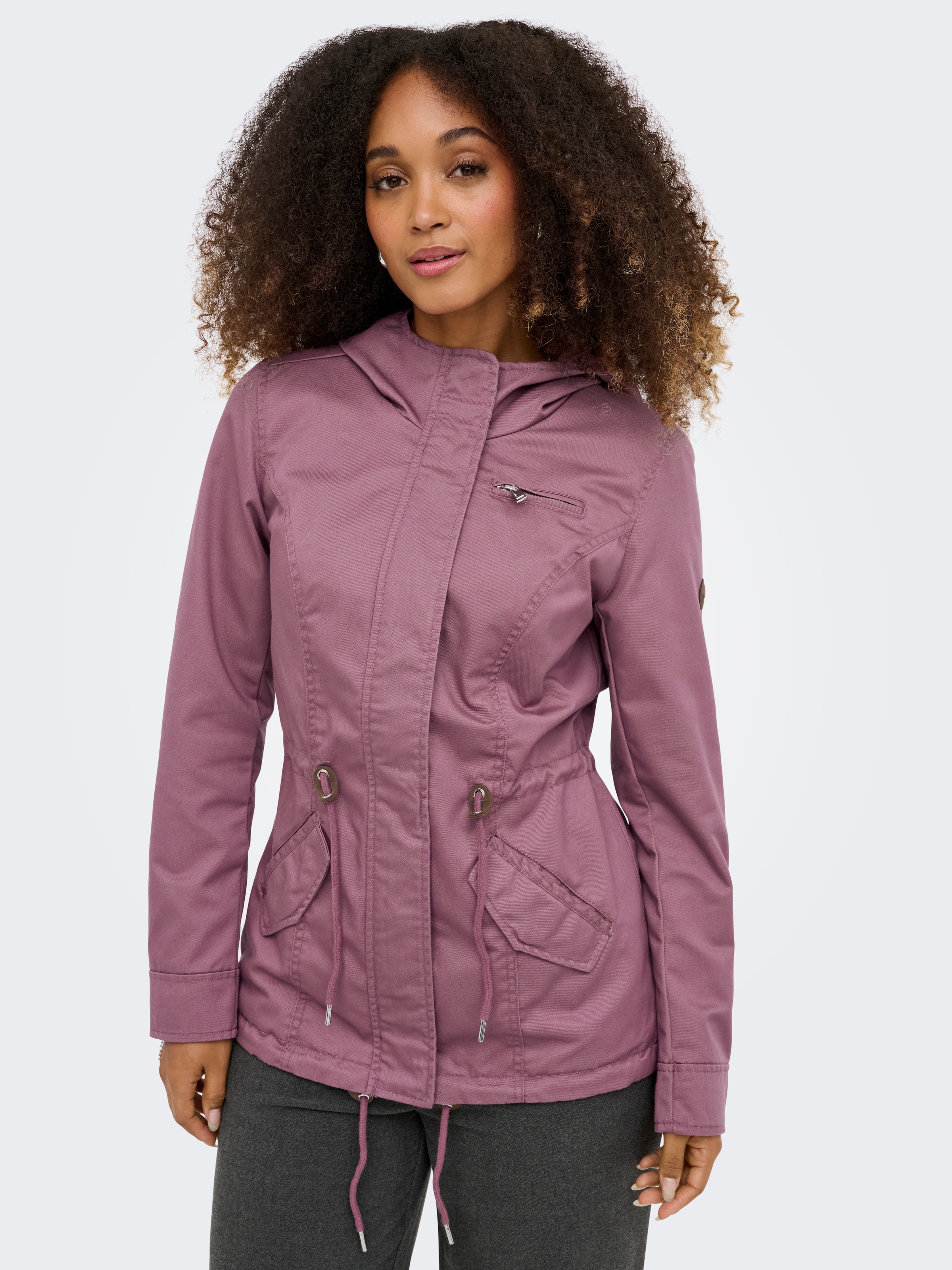 ONLY Parka »ONLLORCA LIFE CANVAS PARKA CC OTW« mit Kapuze mit Kordelzug in der Taille