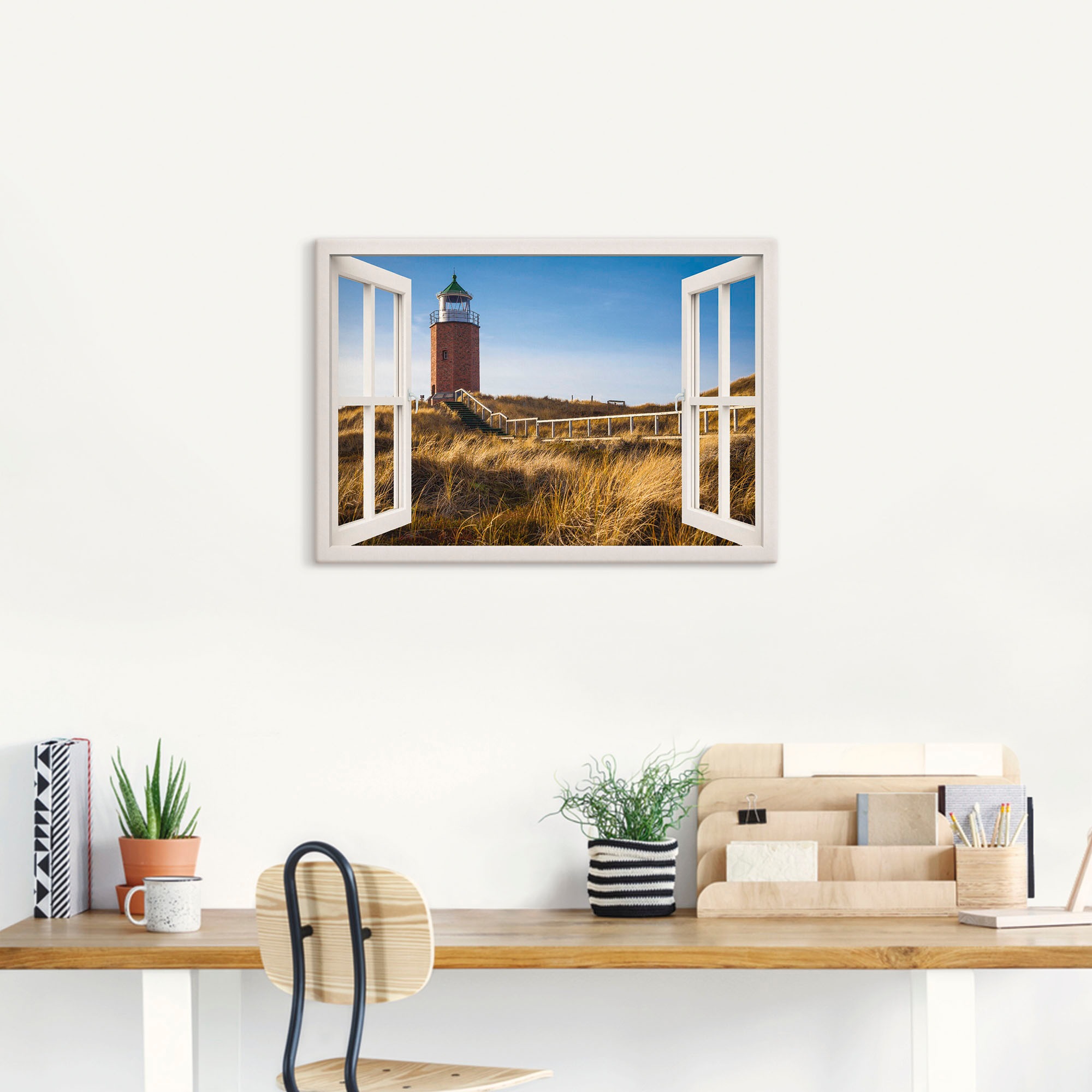 Artland Wandbild »Fensterblick Leuchtfeuer Kampen«, Fensterblick, (1 St.), als Leinwandbild in verschied. Grössen