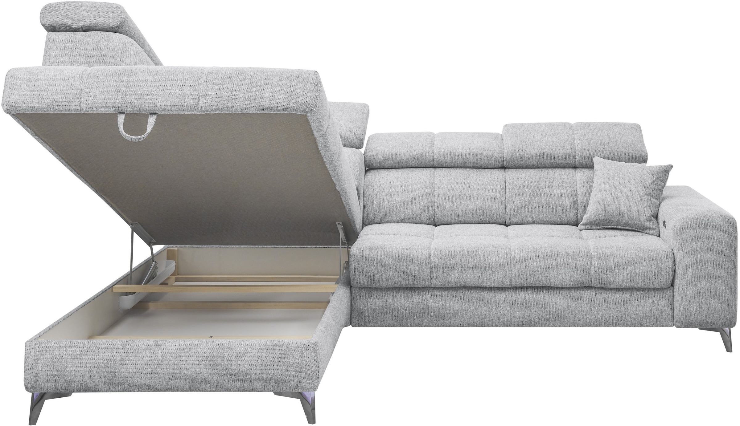 ED EXCITING DESIGN Ecksofa »Sydney L-Form«, mit Bettfunktion, Bettkasten, Kopfteilverstellung & 2 Zierkissen