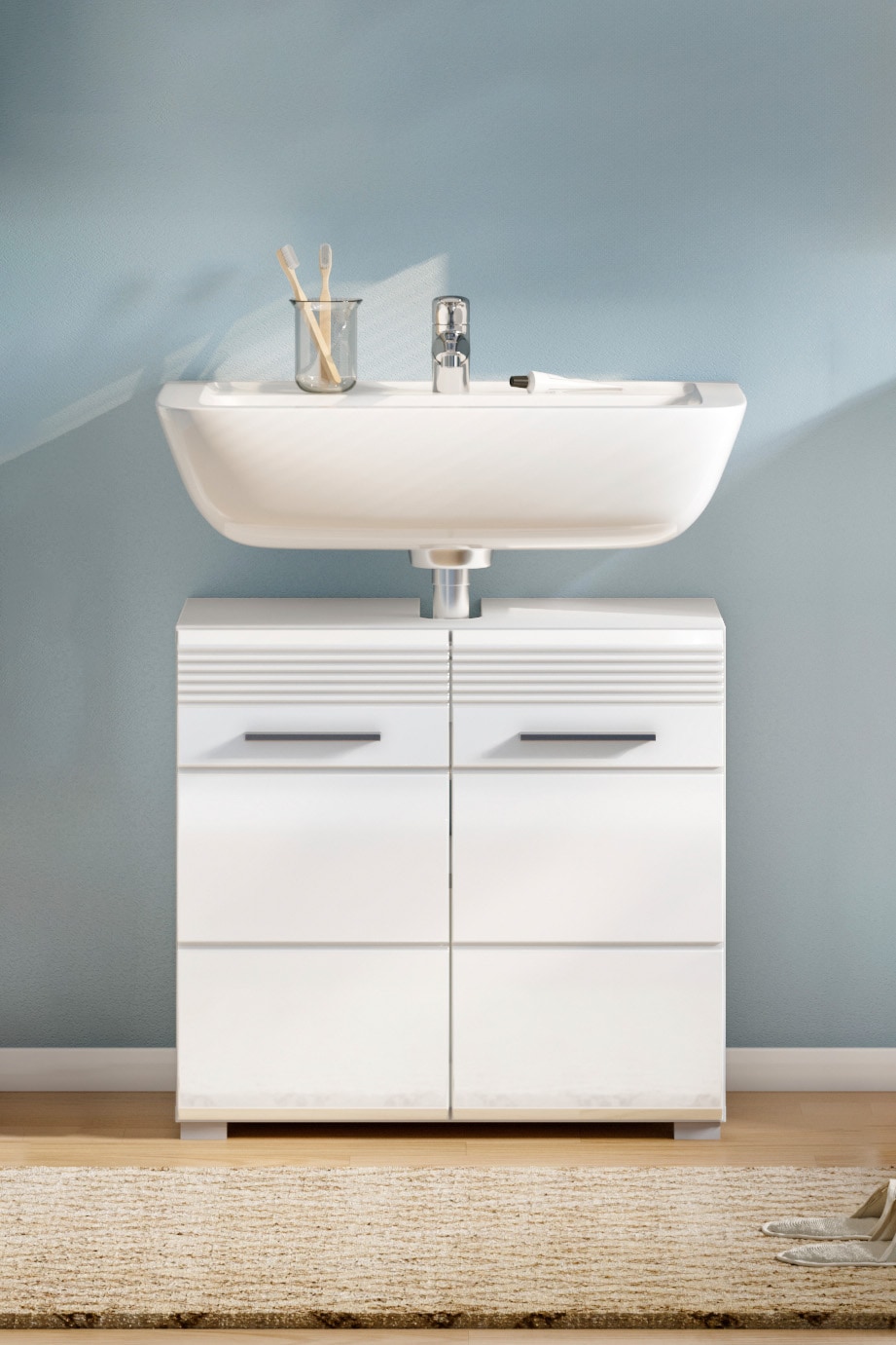 INOSIGN Waschbeckenunterschrank »Malmö, Breite 60 cm, 2 Tür, 2 Fächer, mit Siphonausschnitt, MDF-Front«, in verschiedenen Farben erhältlich, Badmöbel, Badschrank, Kommode, Bad