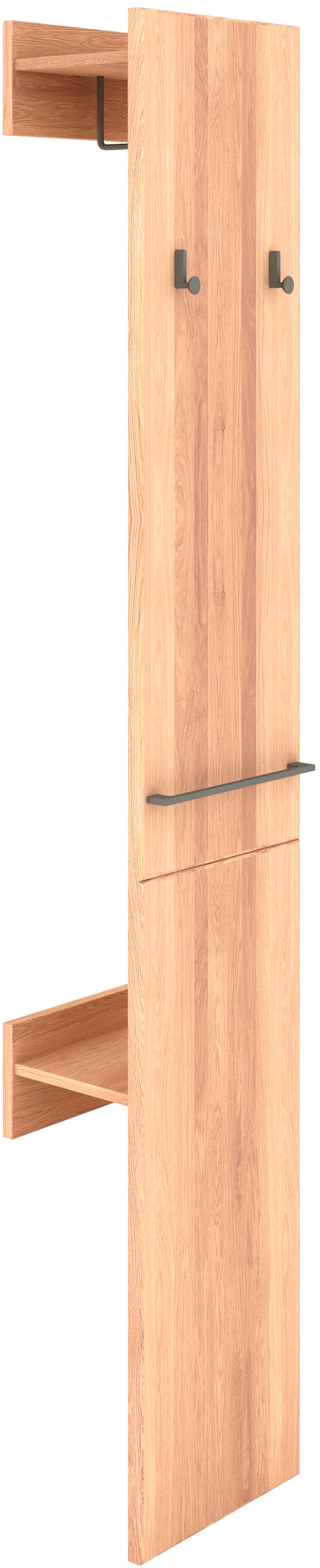 Image of Musterring Garderobe "Sorrent, Garderobenpaneel, Wandregal, massiv Eiche" Flurgarderobe, B 38 / H 194 / T 23 cm, mit Ablage & Haken