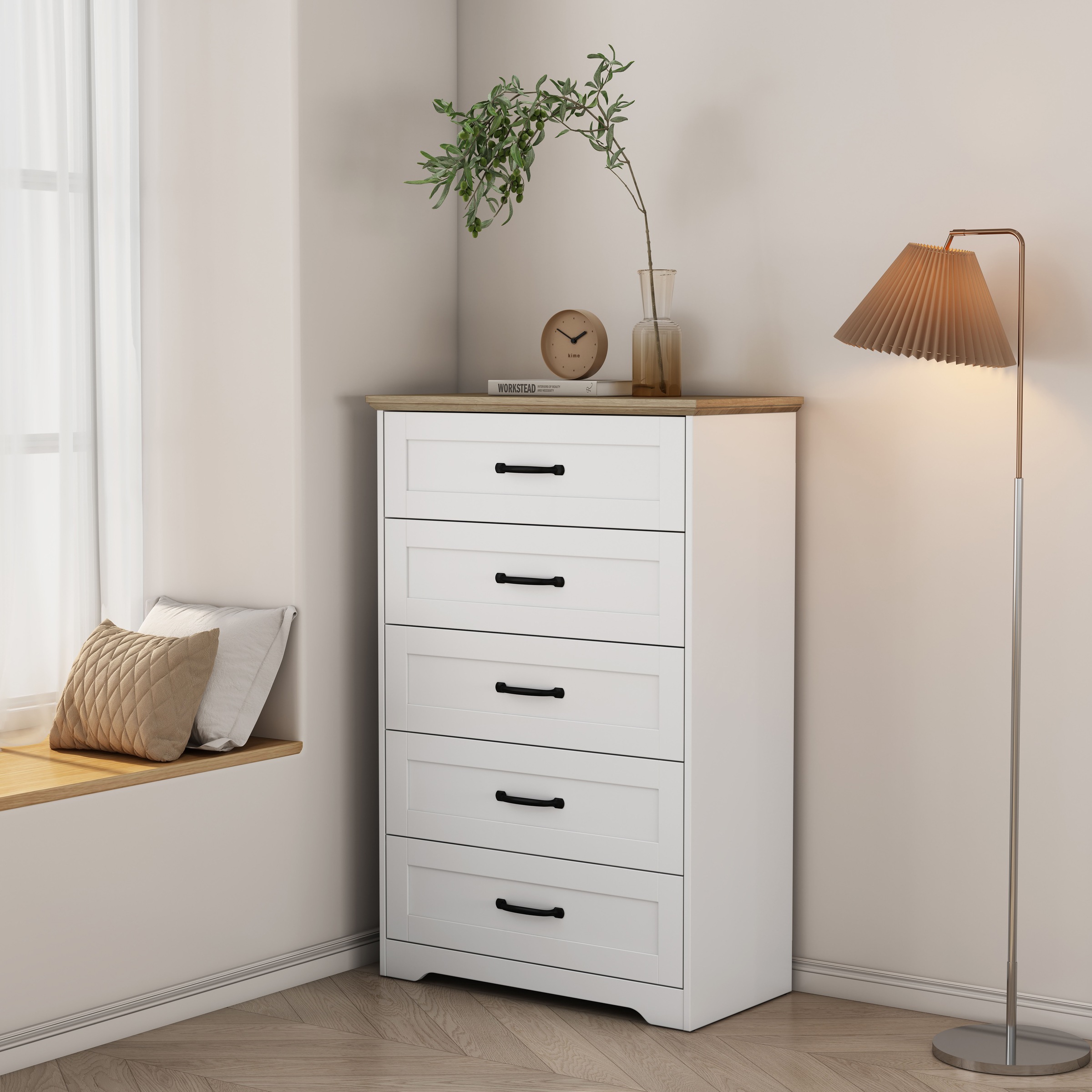 Image of GOODproduct Schubkastenkommode "Emmilia Sideboard im Landhaus Design" Kommode mit viel Stauraum im Schlafzimmer, Schubladenschrank Sideboard Wäscheschrank Skandi Design