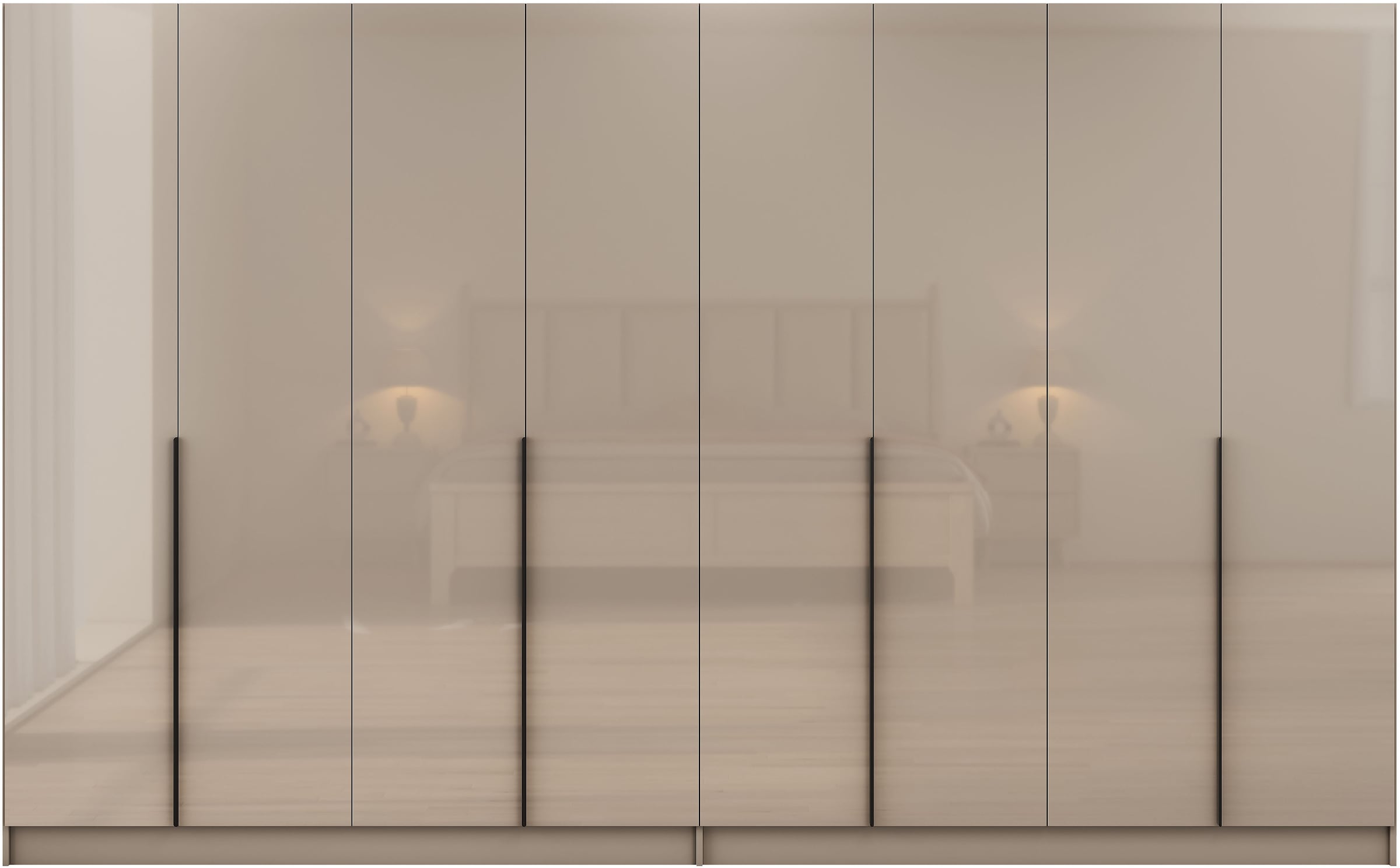 GOODproduct »Annor Schlafzimmerschrank Breite 323 cm hochglanz Schrank Garderobe« Armoire à portes battantes avec aménagement intérieur parfait - poignées de porte élégantes