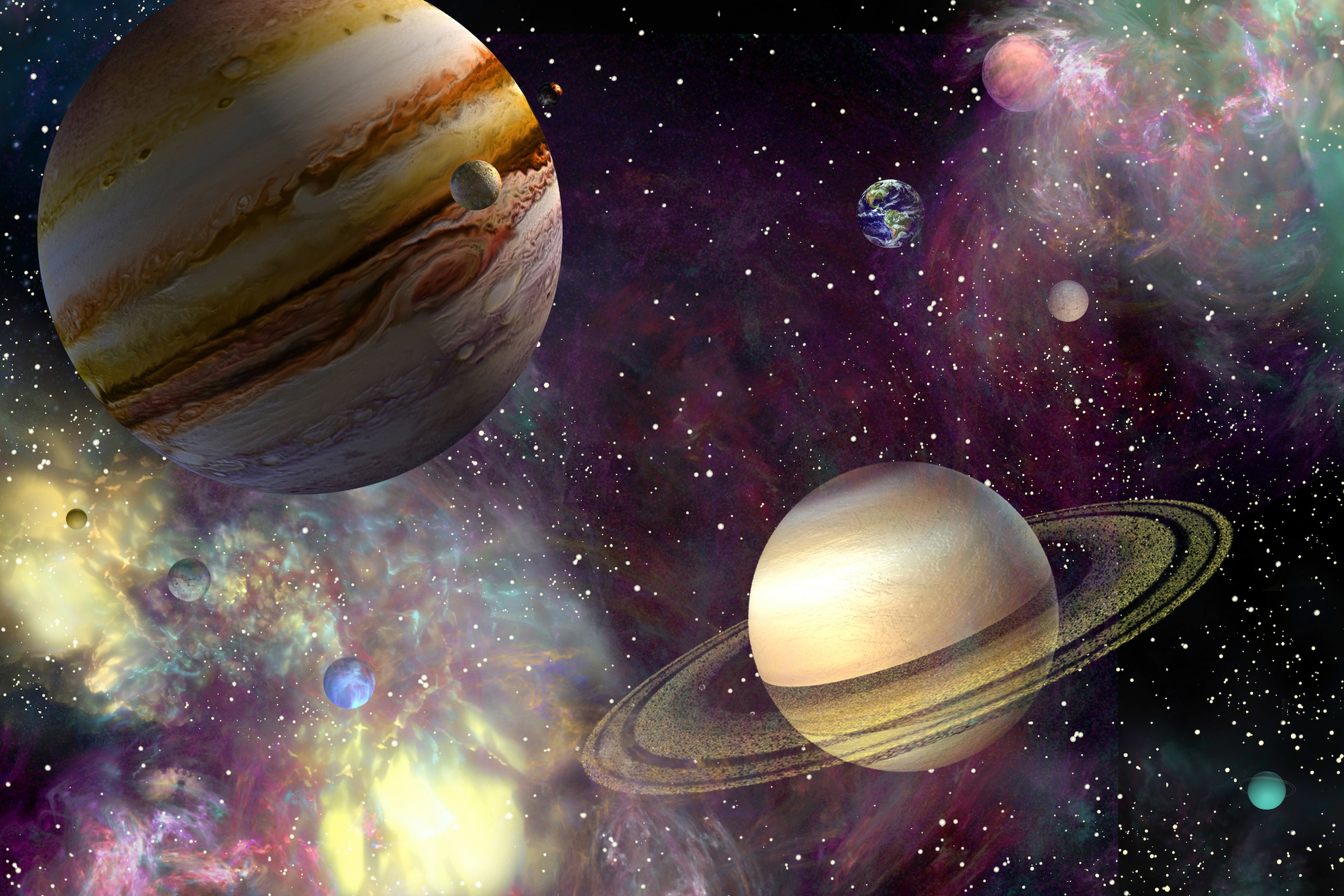 Image of Papermoon Fototapete "GALAXIE-WELTALL UNIVERSUM PLANETEN SOLAR SYSTEM STERNE"